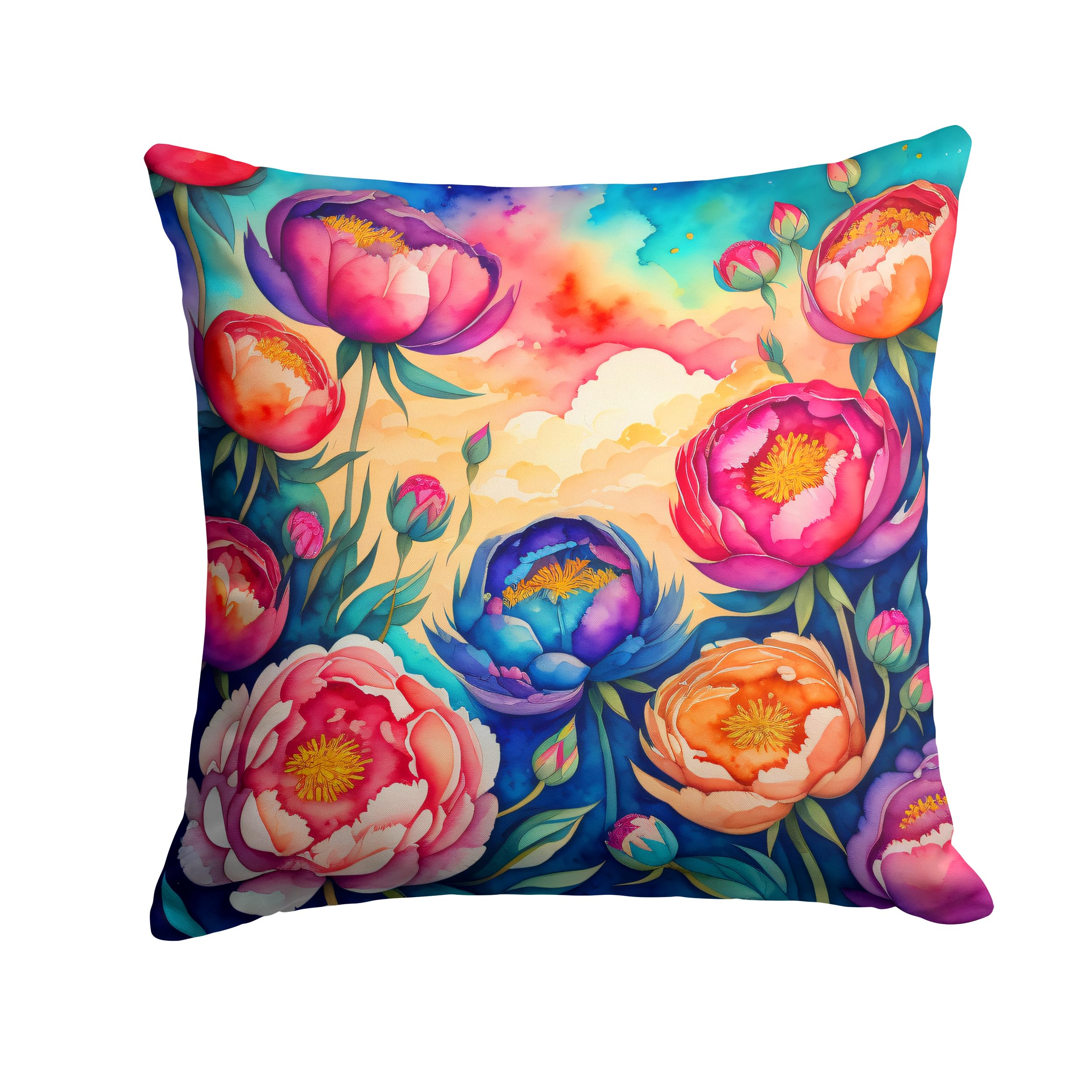 Colorful Peonies Throw Pillow