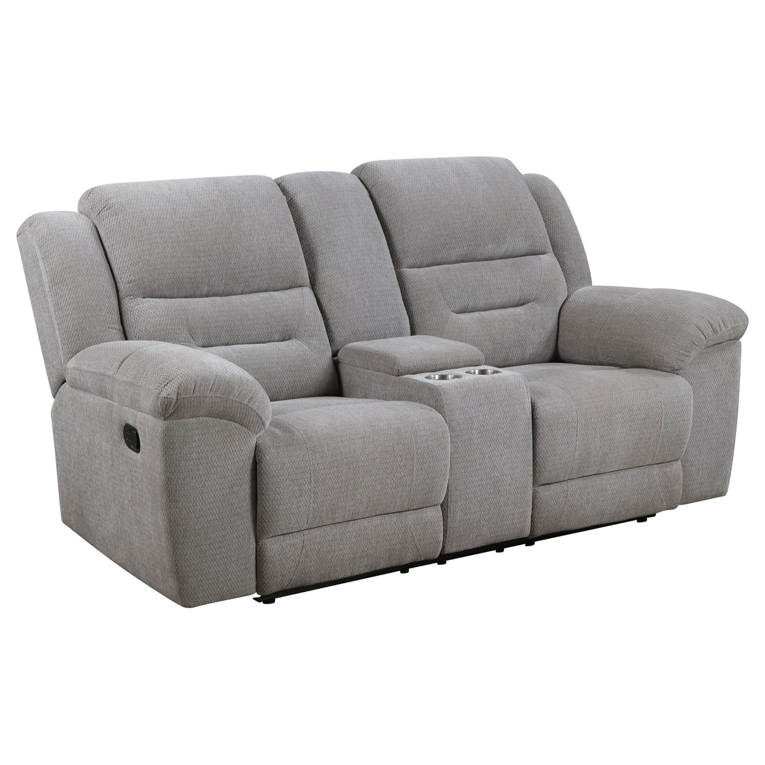 Gilo Manual Recliner Loveseat, 81 Inch Light Gray, Pillow Top Armrests