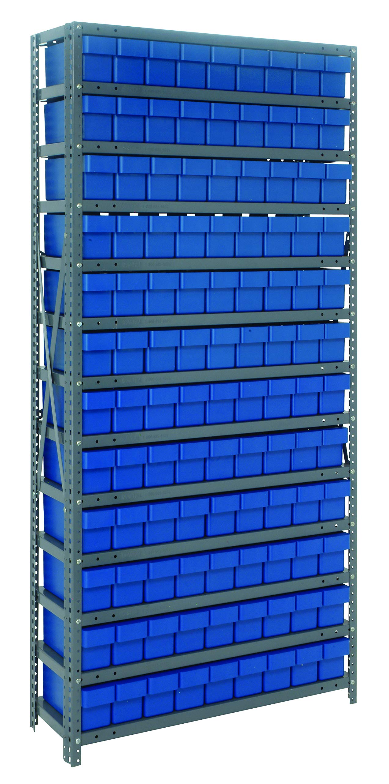 13 Shelf Open Unit W/108 Blue Bins