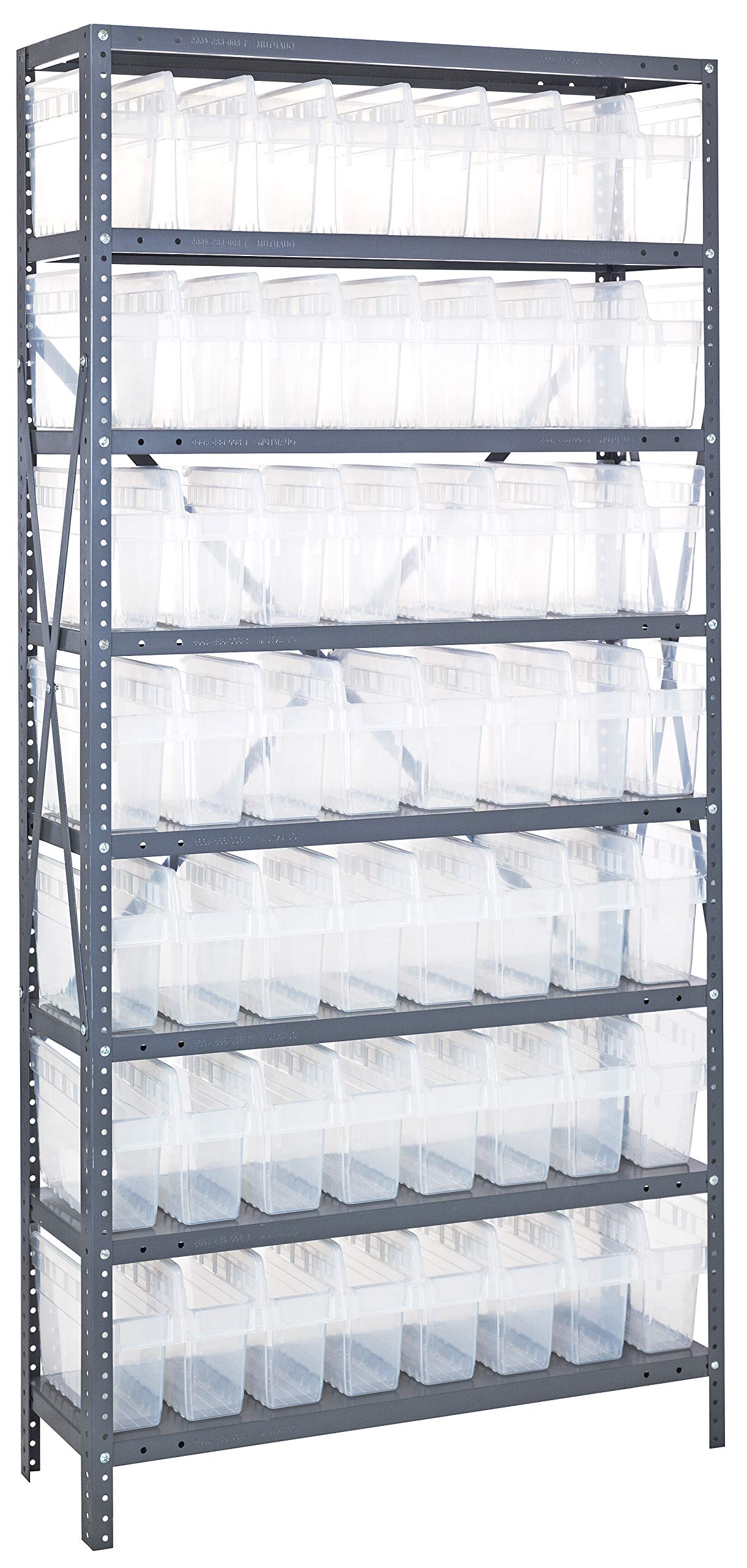 8 Shelf Open Unit W/56 Bins Clear