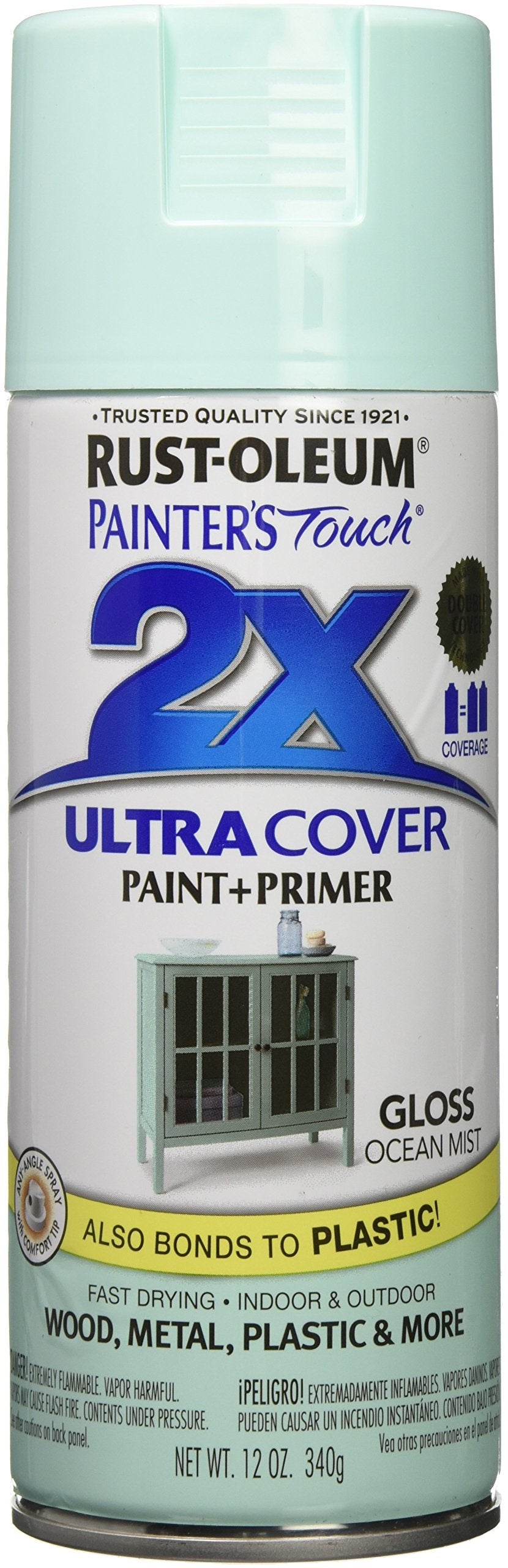 Rust-Oleum 283190 Painter'S Touch 2X Ultra Cover, 12 Oz, Gloss Ocean Mist