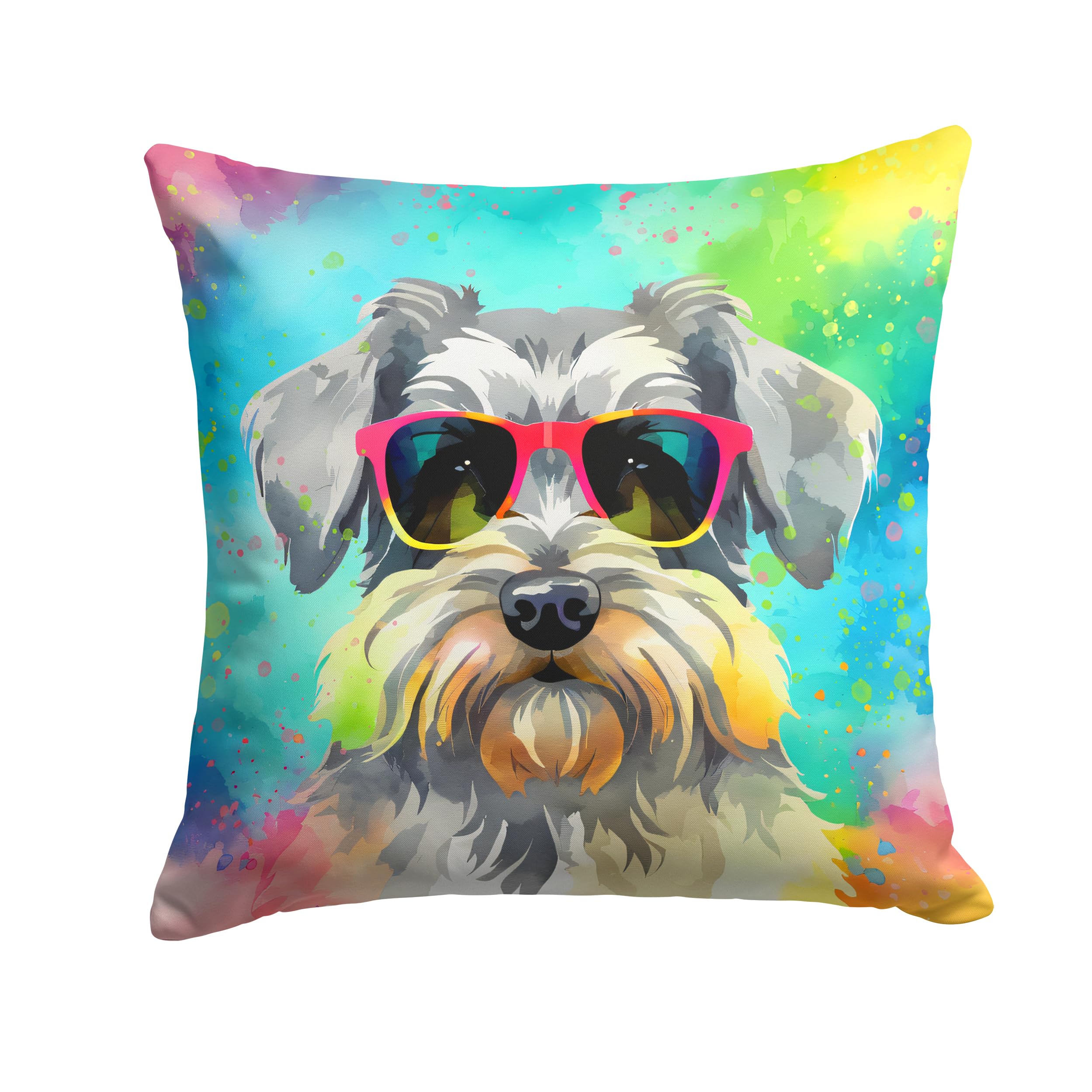 Schnauzer Hippie Dawg Throw Pillow