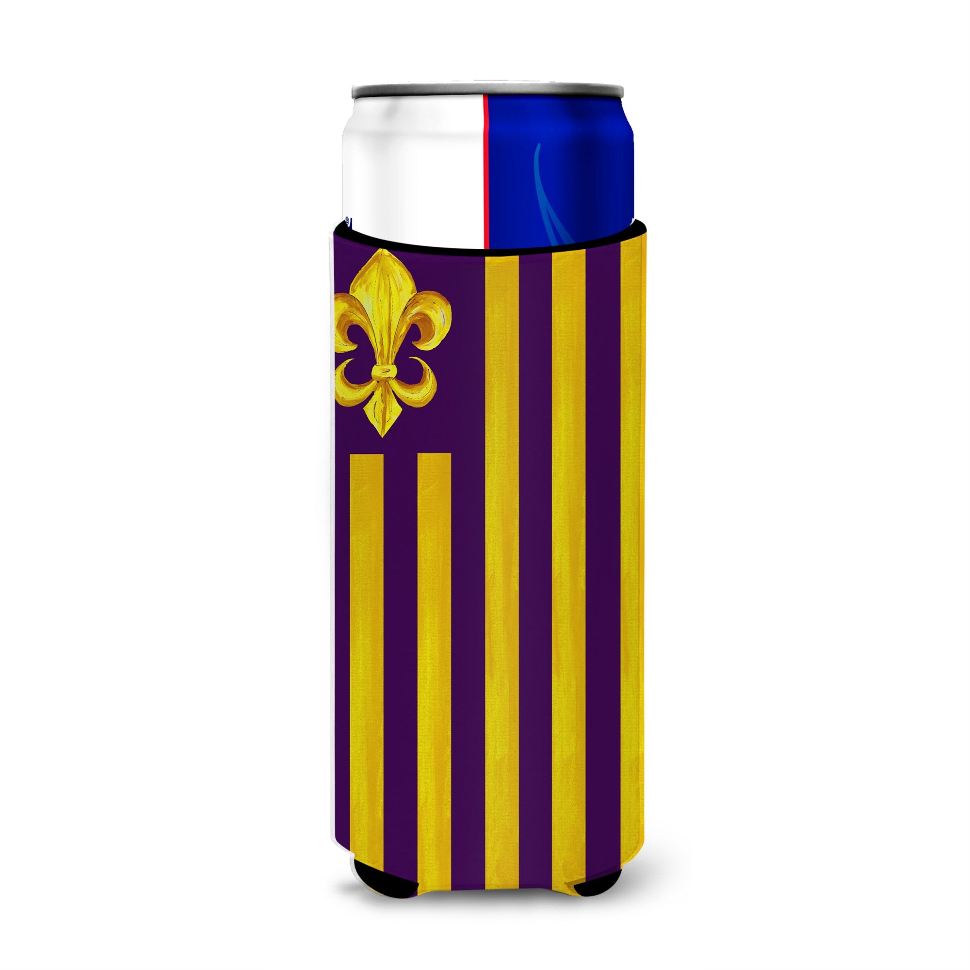 Purple And Gold Fleur De Lis Ultra Beverage Insulators For Slim Cans 8201Muk