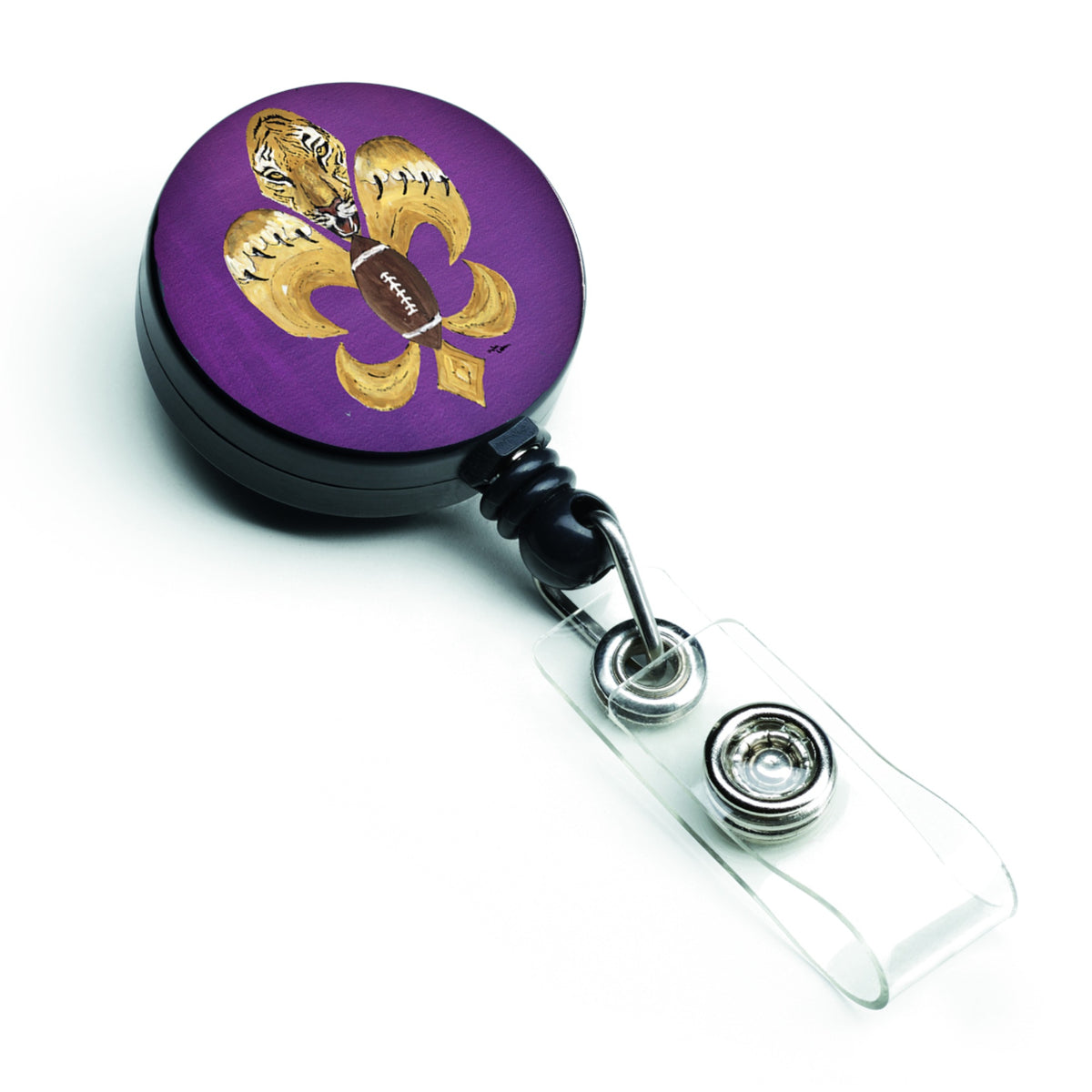 Caroline'S Treasures Tiger Football Fleur De Lis Retractable Badge Reel, Multicolor (8205-2Br)