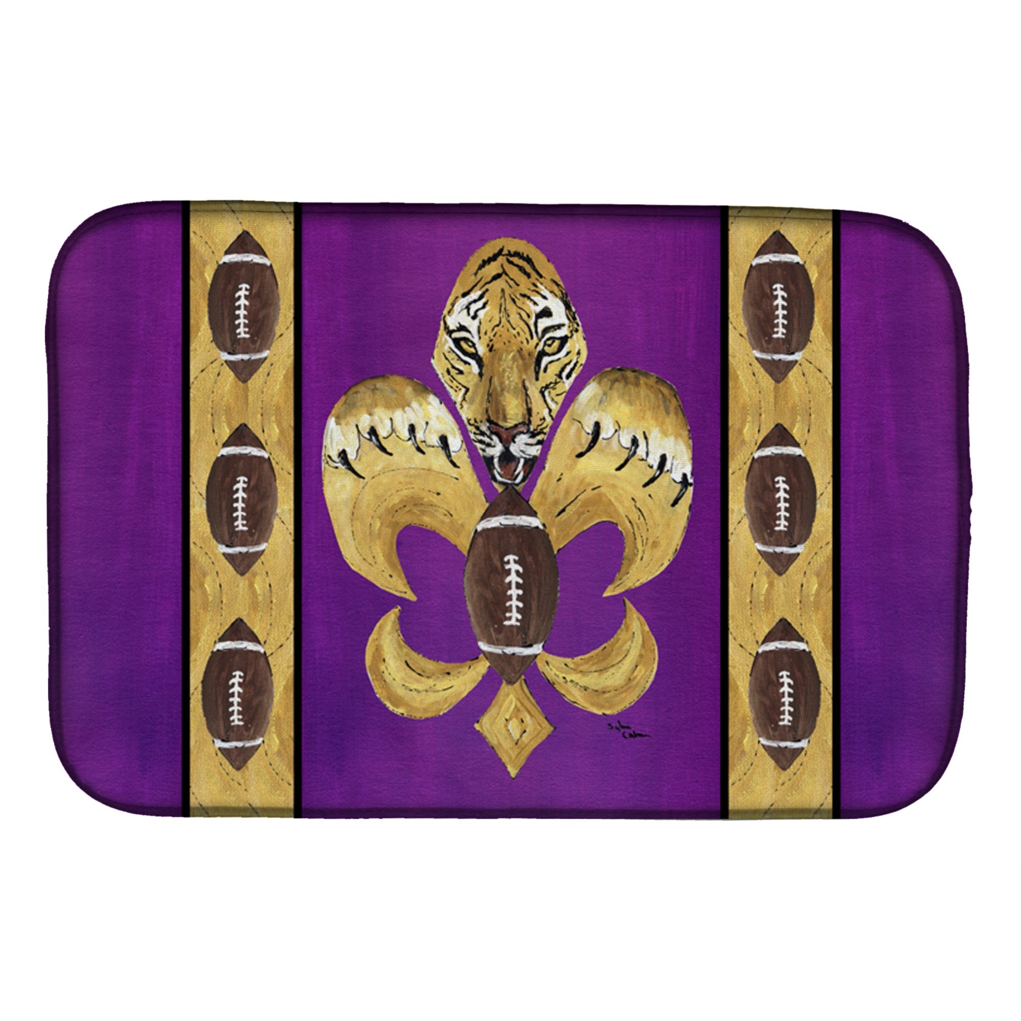 Caroline'S Treasures Tiger Football Fleur De Lis Dish Drying Mat, 14 X 21, Multicolor