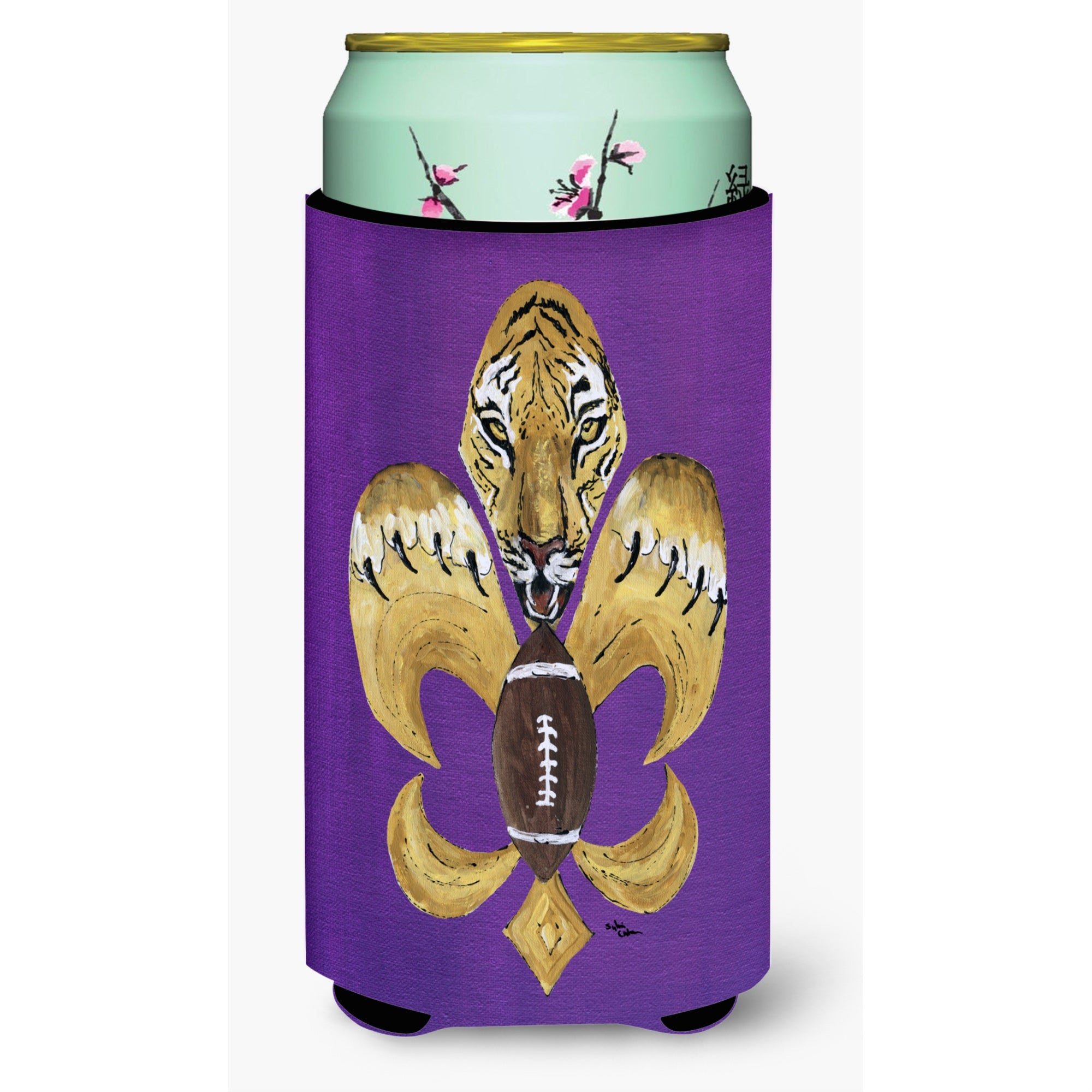 Tiger Football Fleur De Lis  Tall Boy Beverage Insulator Beverage Insulator Hugger