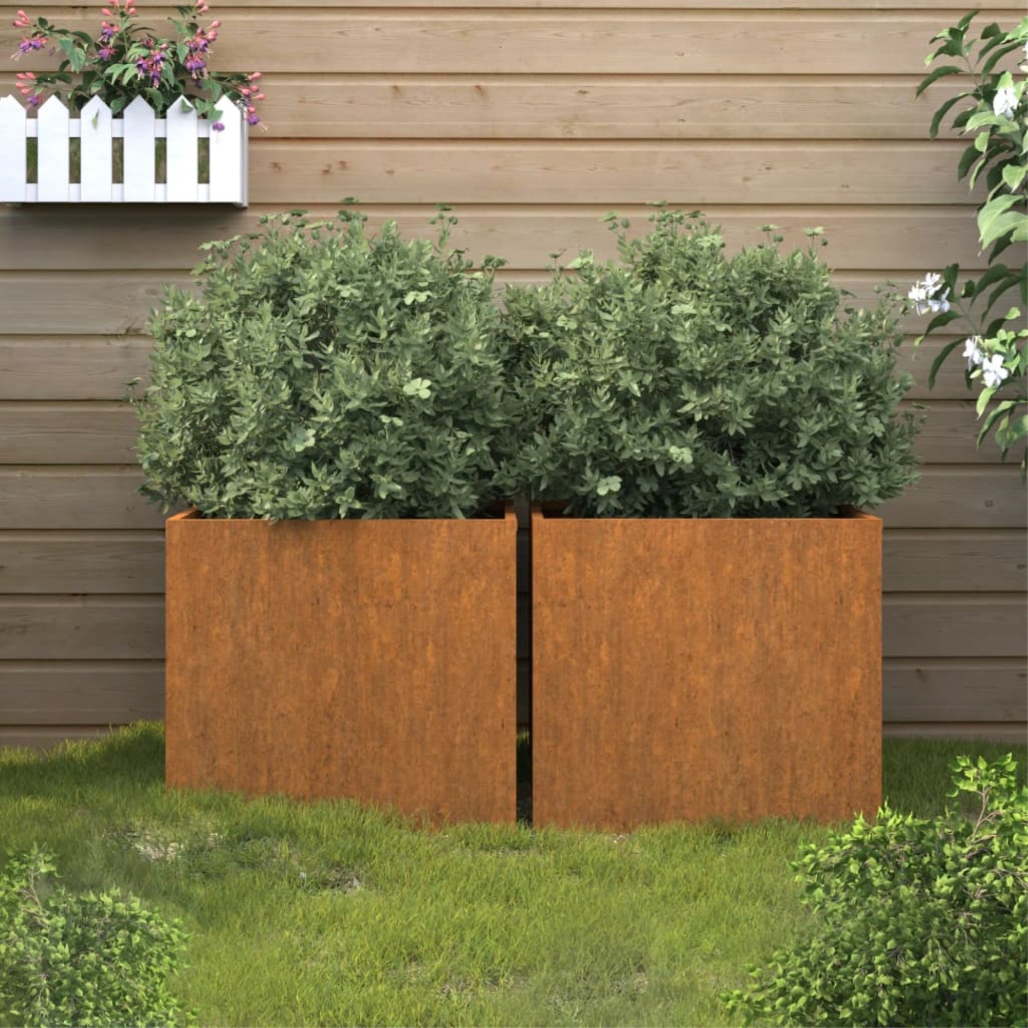 vidaXL Planters 2 pcs 16.5″x15.7″x15.4″ Corten Steel
