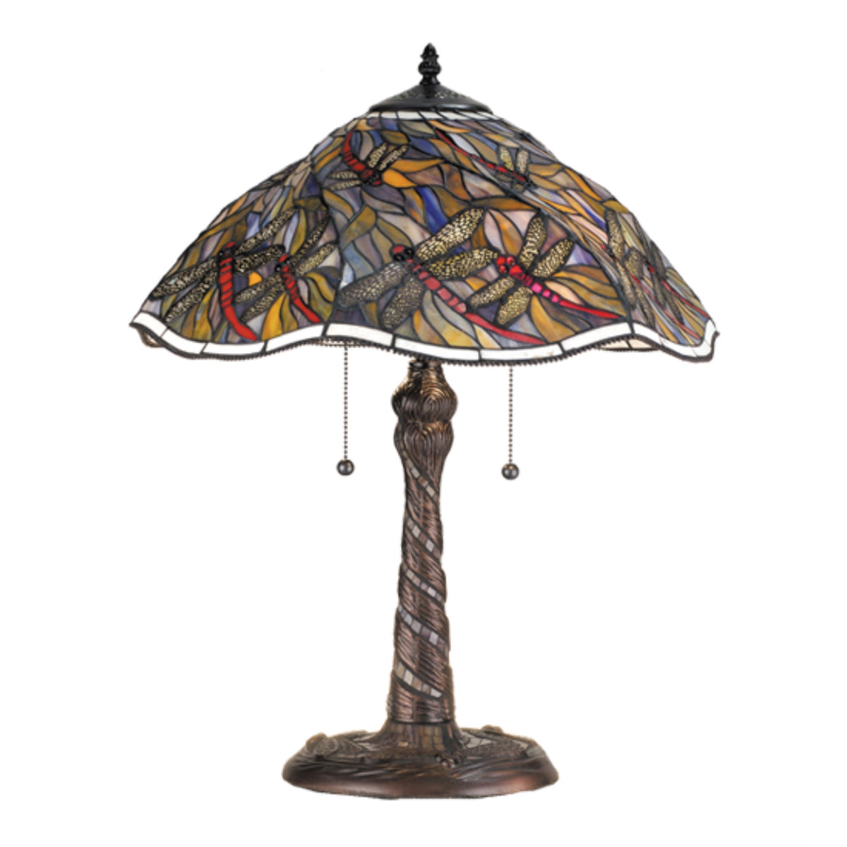 23.5'H Spiral Dragonfly W/ Twisted Fly Mosaic Base Table Lamp