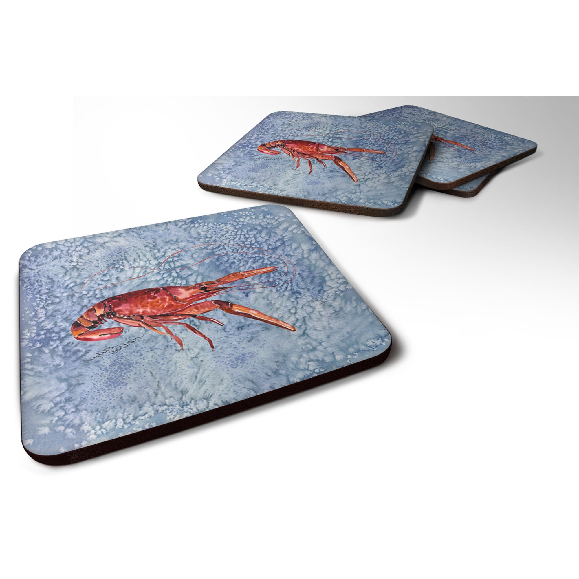 Caroline'S Treasures 8231Fc Crawfish Foam Coasters (Set Of 4), 3.5 H X 3.5 W, Multicolor