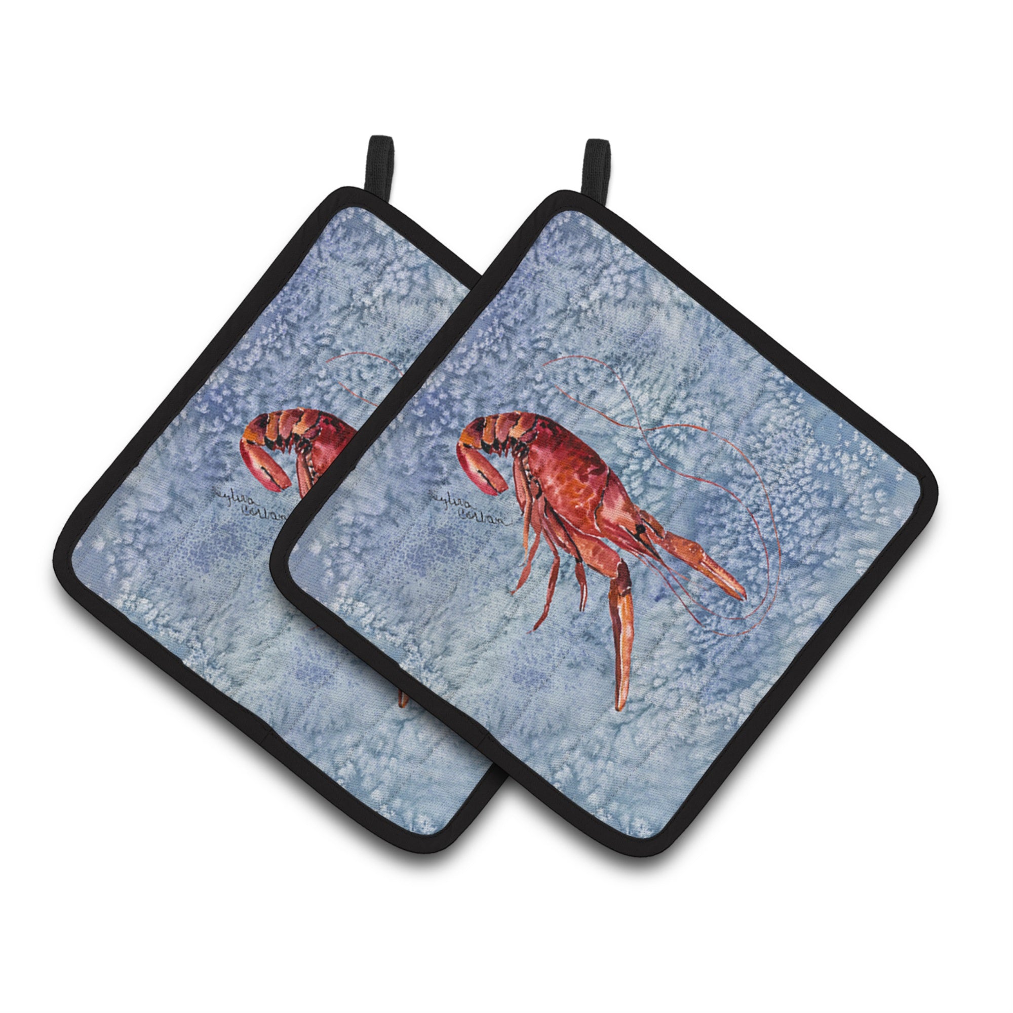 Caroline'S Treasures Crawfish Pair Of Pot Holders 8231Pthd, 7.5Hx7.5W, Multicolor