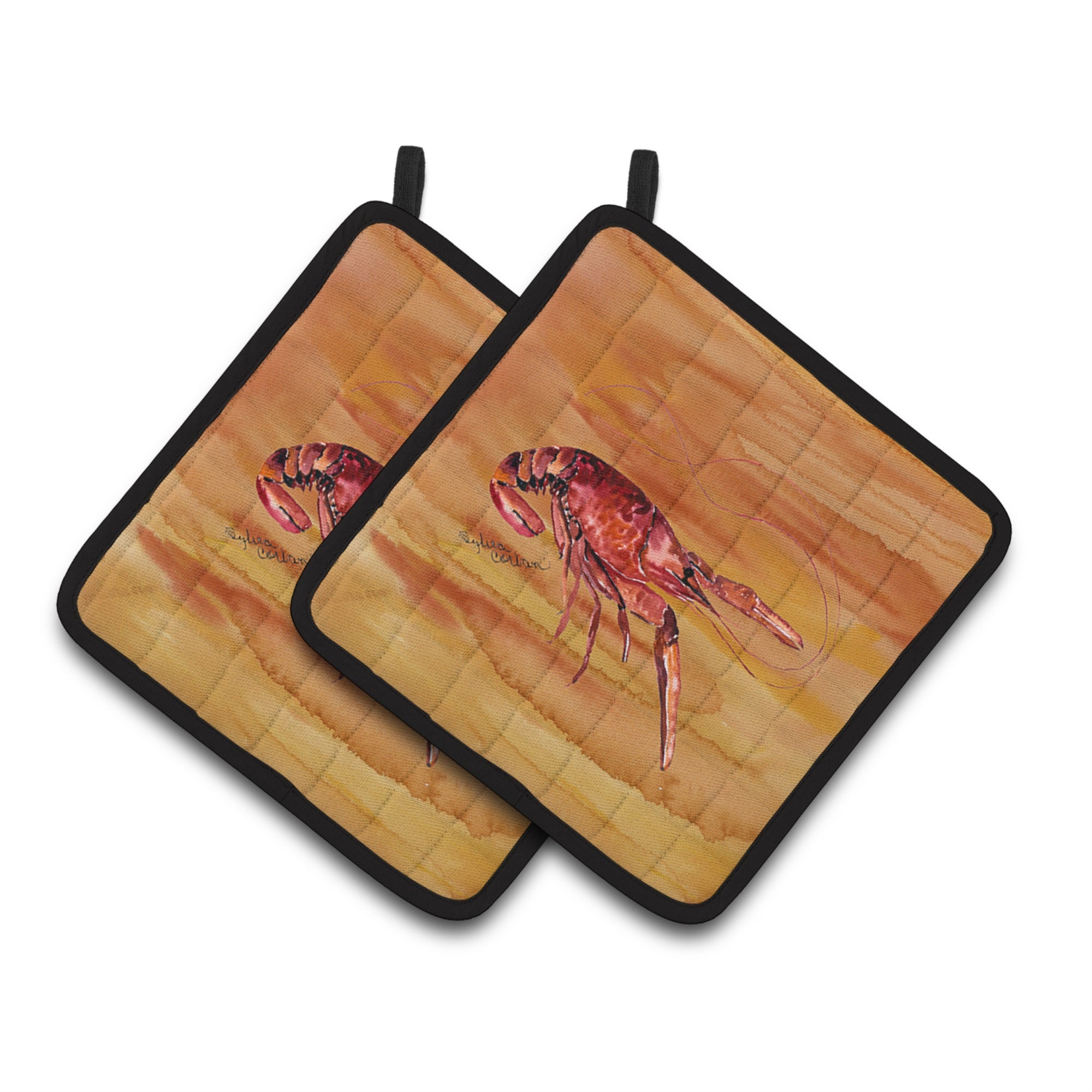 Caroline'S Treasures Crawfish Pair Of Pot Holders 8232Pthd, 7.5Hx7.5W, Multicolor