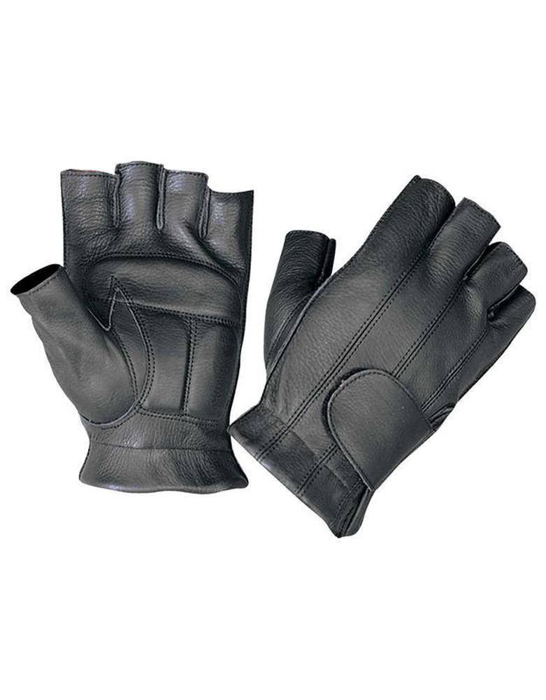 Men's Fingerless Leather Gloves,Black,Size - Large