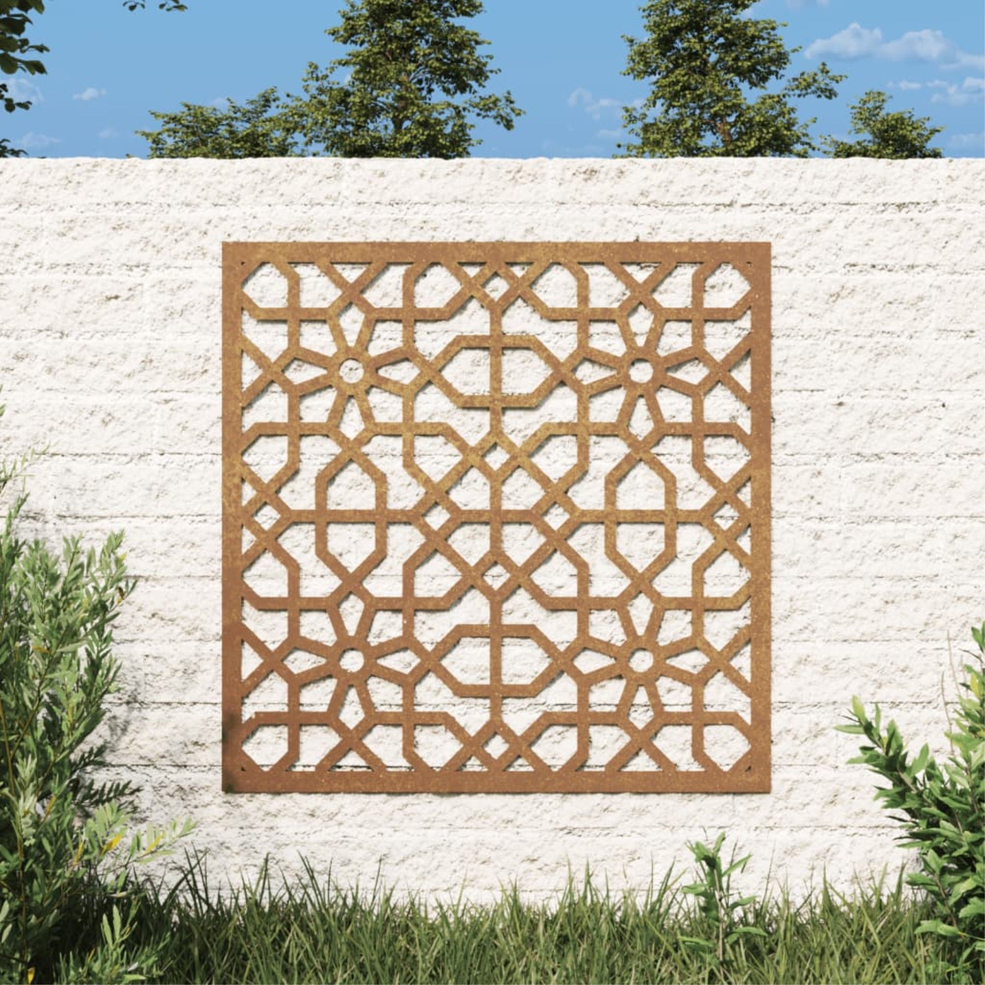 Vidaxl Patio Wall Decoration 21.7'X21.7' Corten Steel Moorish Design