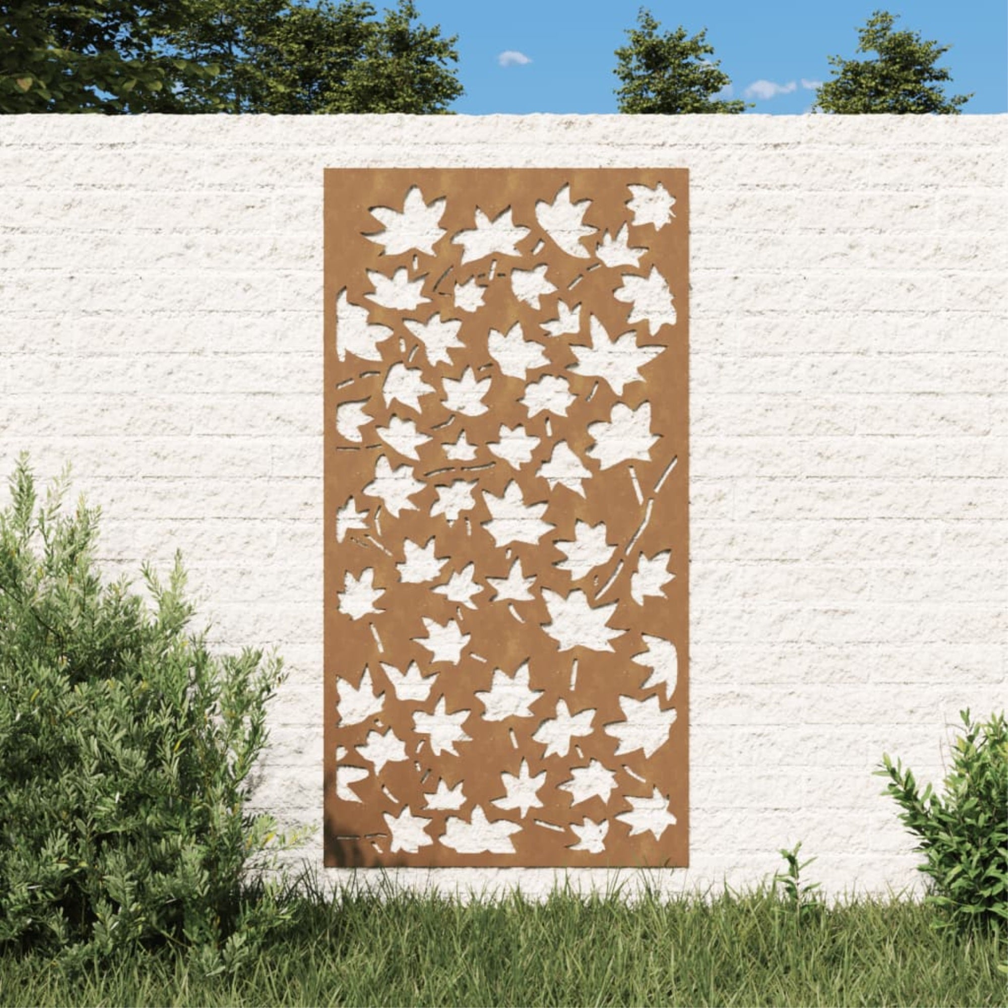 Vidaxl Patio Wall Decoration 41.3'X21.7' Corten Steel Maple Leaf Design