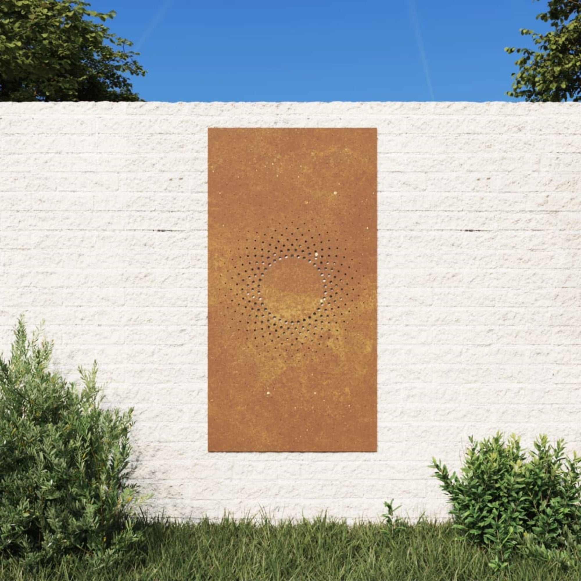 Vidaxl Patio Wall Decoration 41.3'X21.7' Corten Steel Sun Design