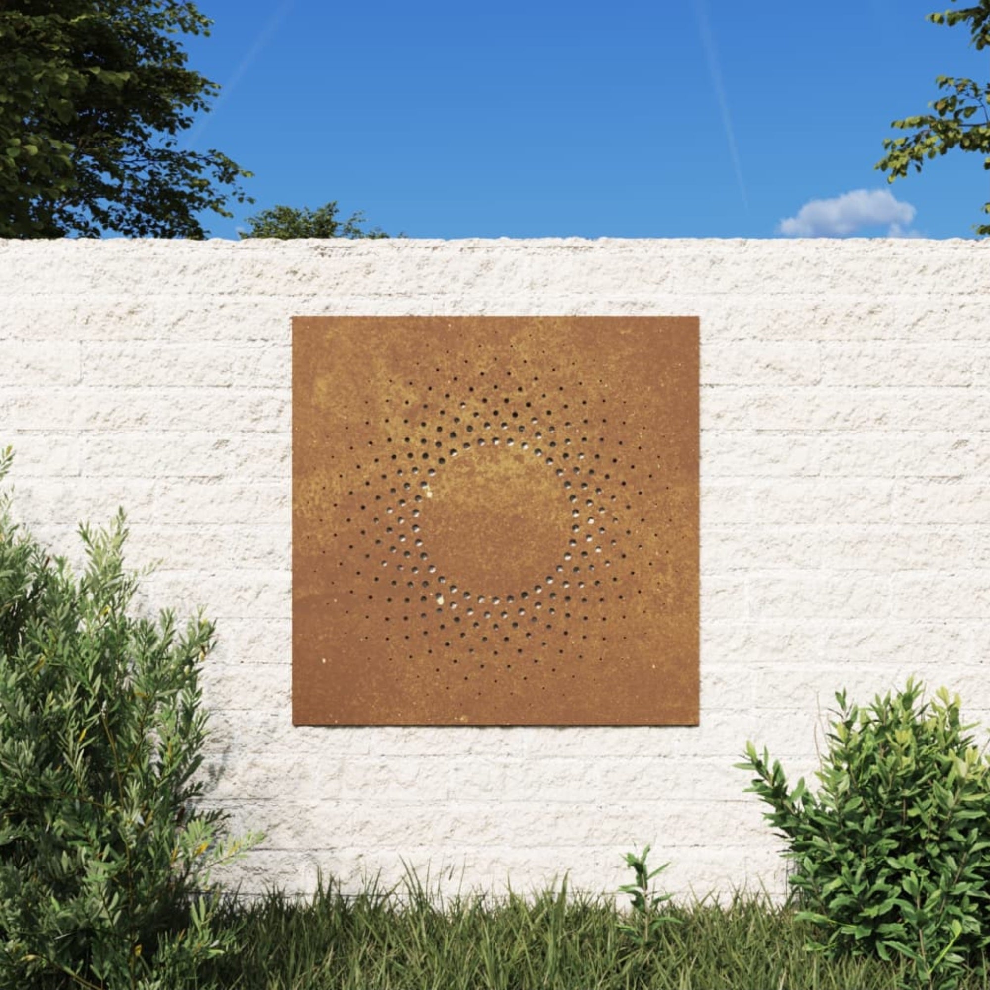 Vidaxl Patio Wall Decoration 21.7'X21.7' Corten Steel Sun Design