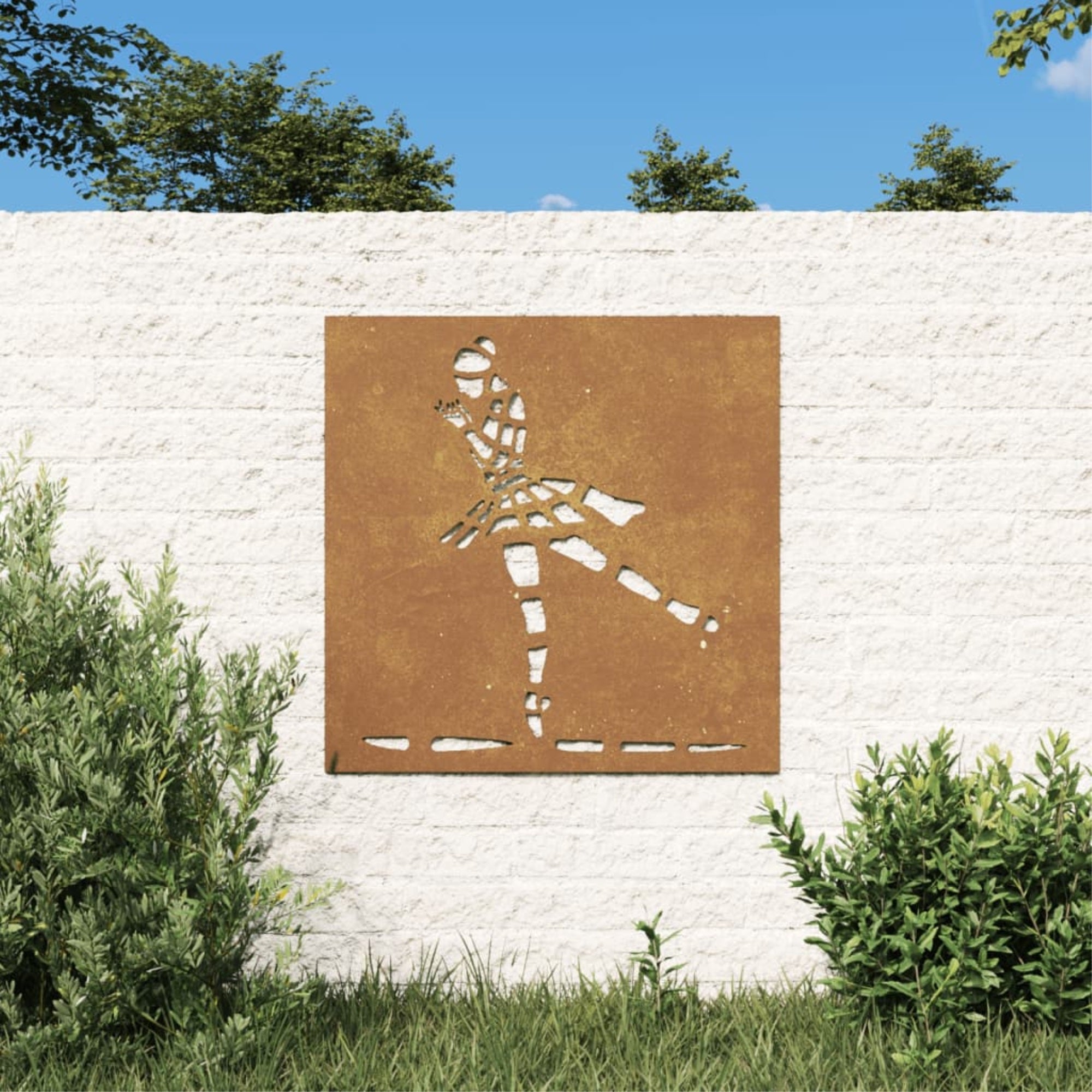 Vidaxl Patio Wall Decoration 21.7'X21.7' Corten Steel Ballet Dancer Design