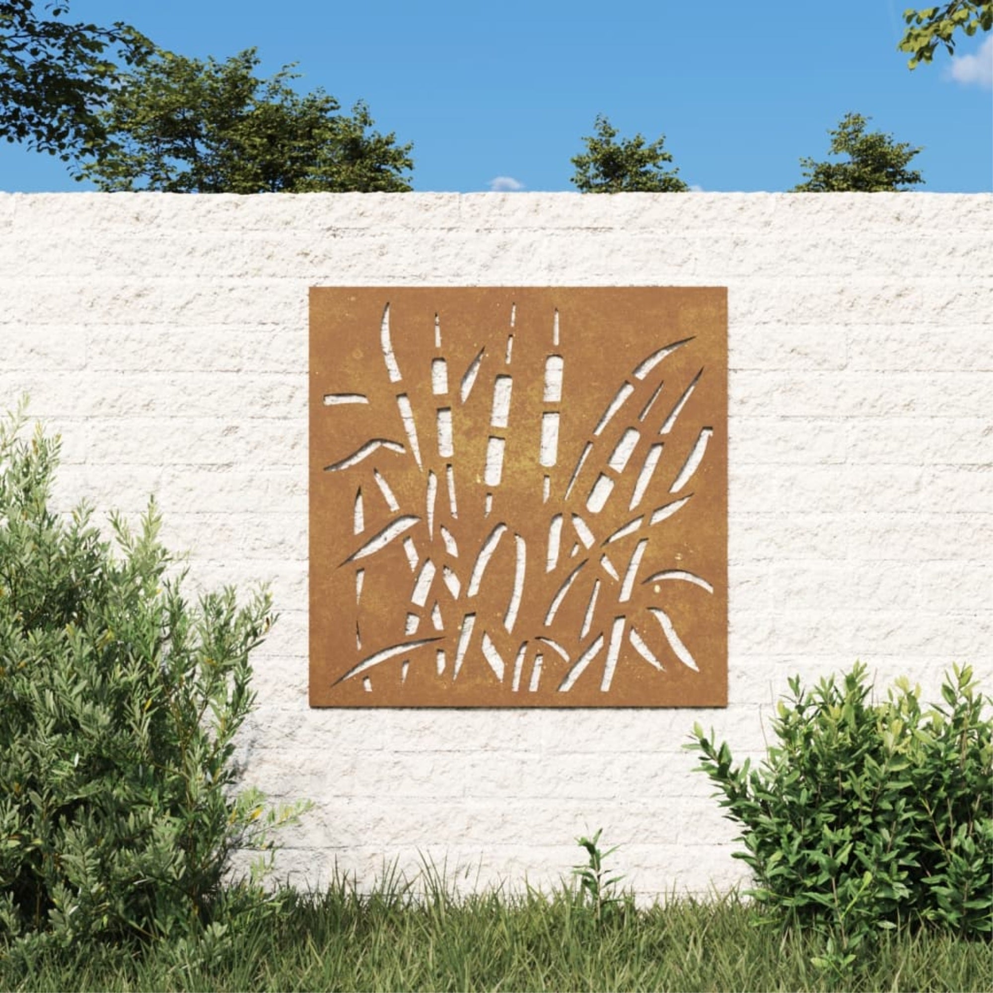 Vidaxl Patio Wall Decoration 21.7'X21.7' Corten Steel Grass Design