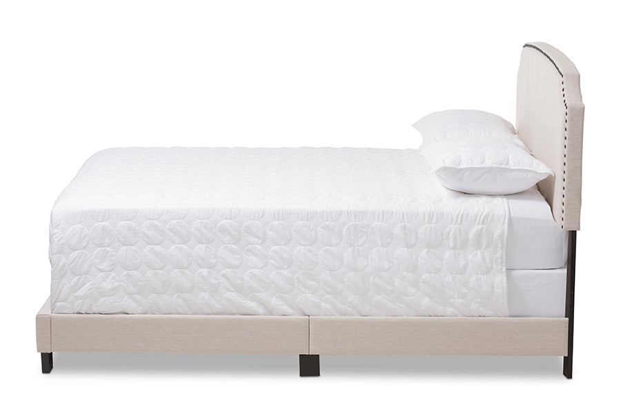 Baxton Studio Odette Modern And Contemporary Light Beige Fabric Upholstered Full Size Bed