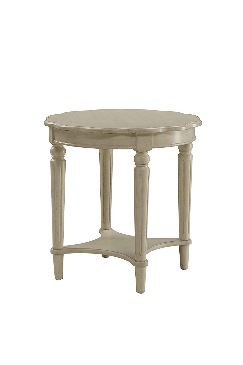 Yardlio French Style Round Leg End Table with Bottom Shelf - Quality Wooden Design in Green, Slate, or White - Fordon Collection