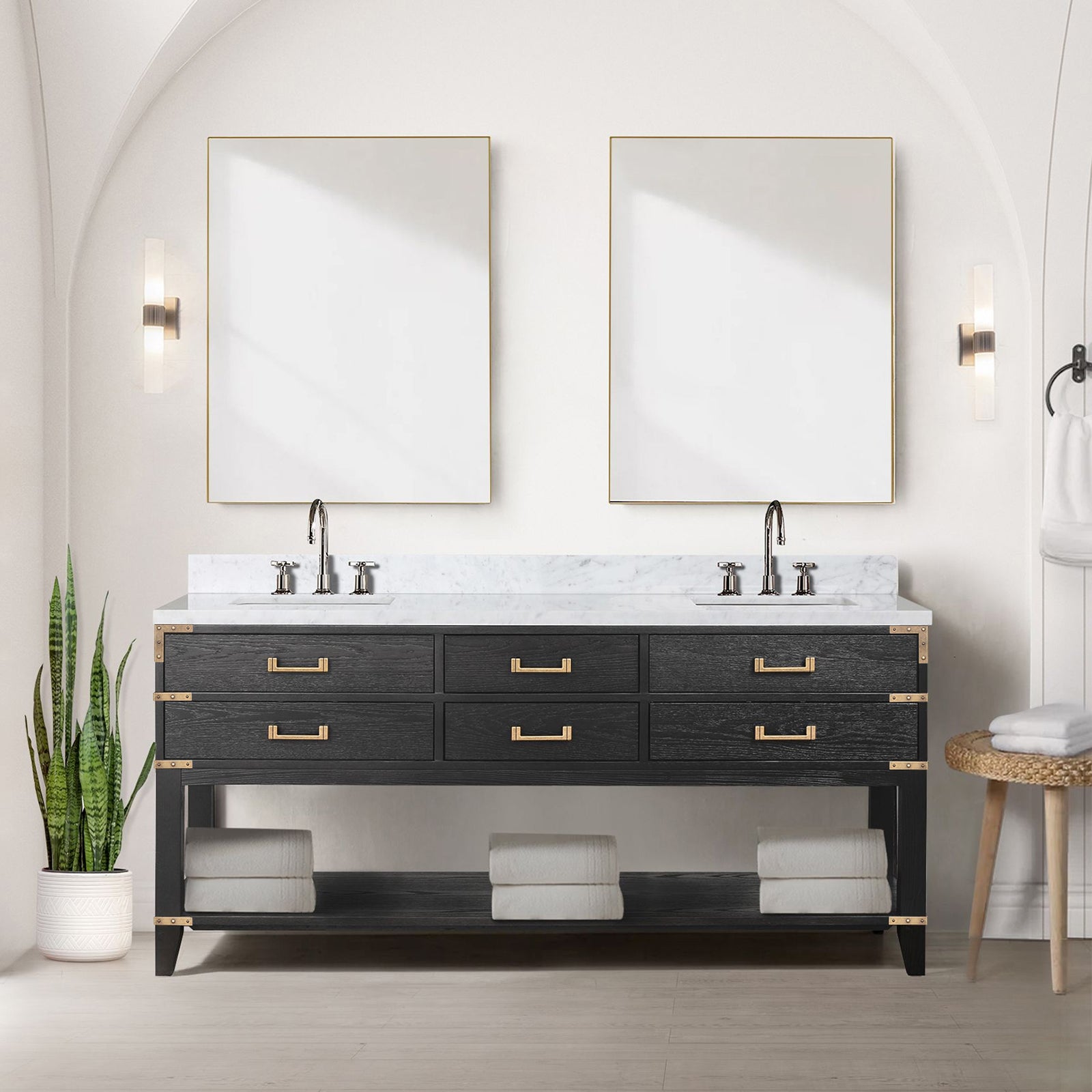 Black Oak Double Bath Vanity 72 in. W x 22 in. D