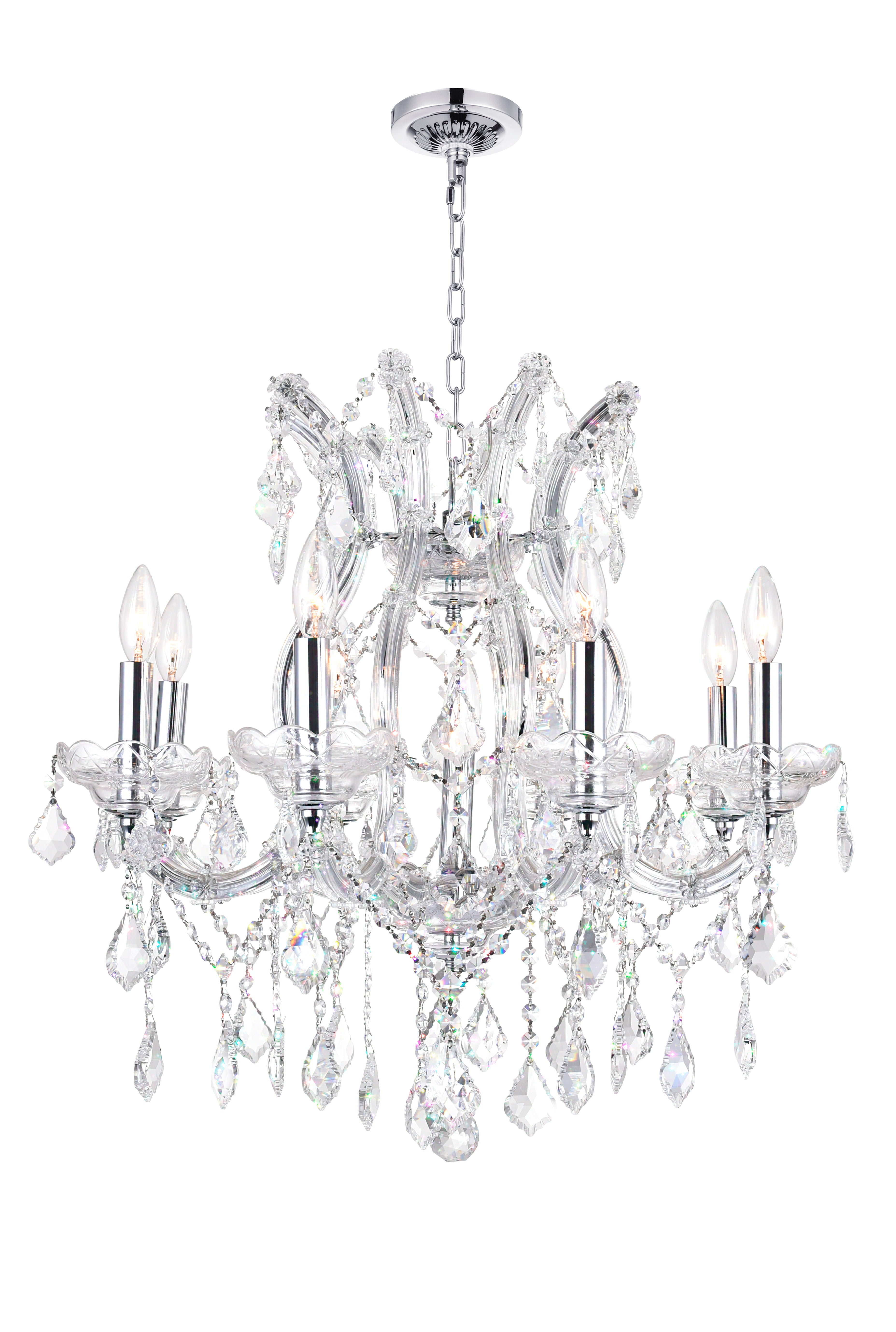9 Light Up Chandelier With Chrome Finish