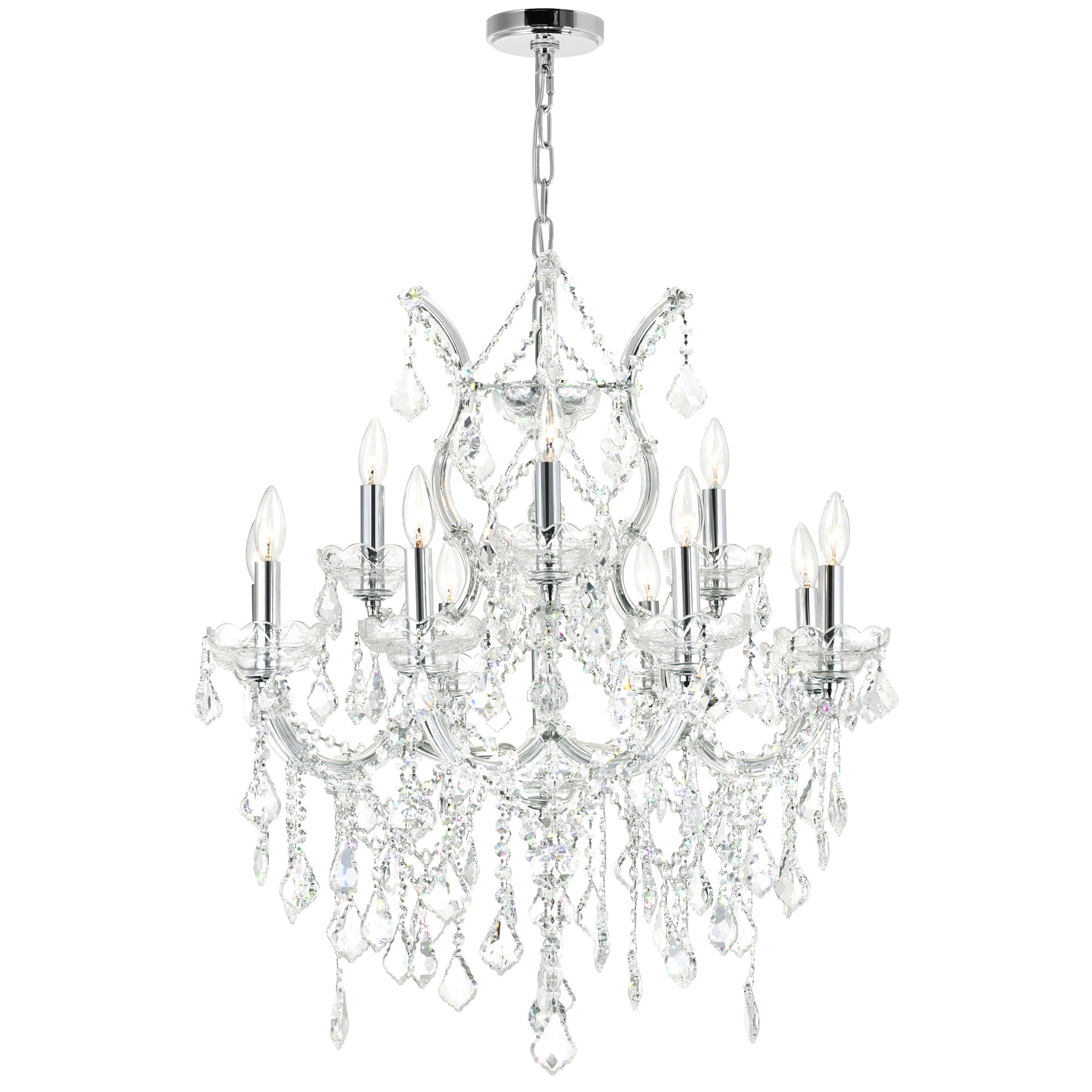 13 Light Up Chandelier With Chrome Finish