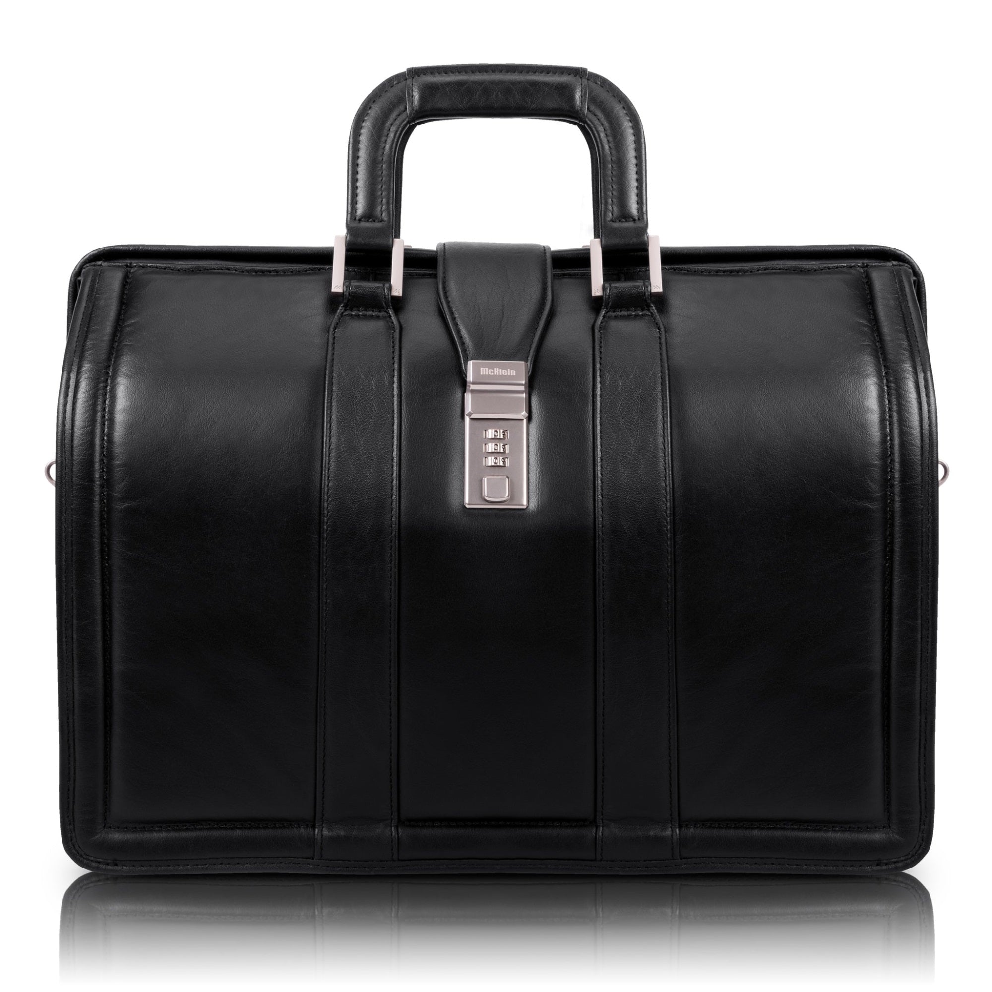 V Series | Morgan | 17 Leather Litigator Laptop Briefcase - Black