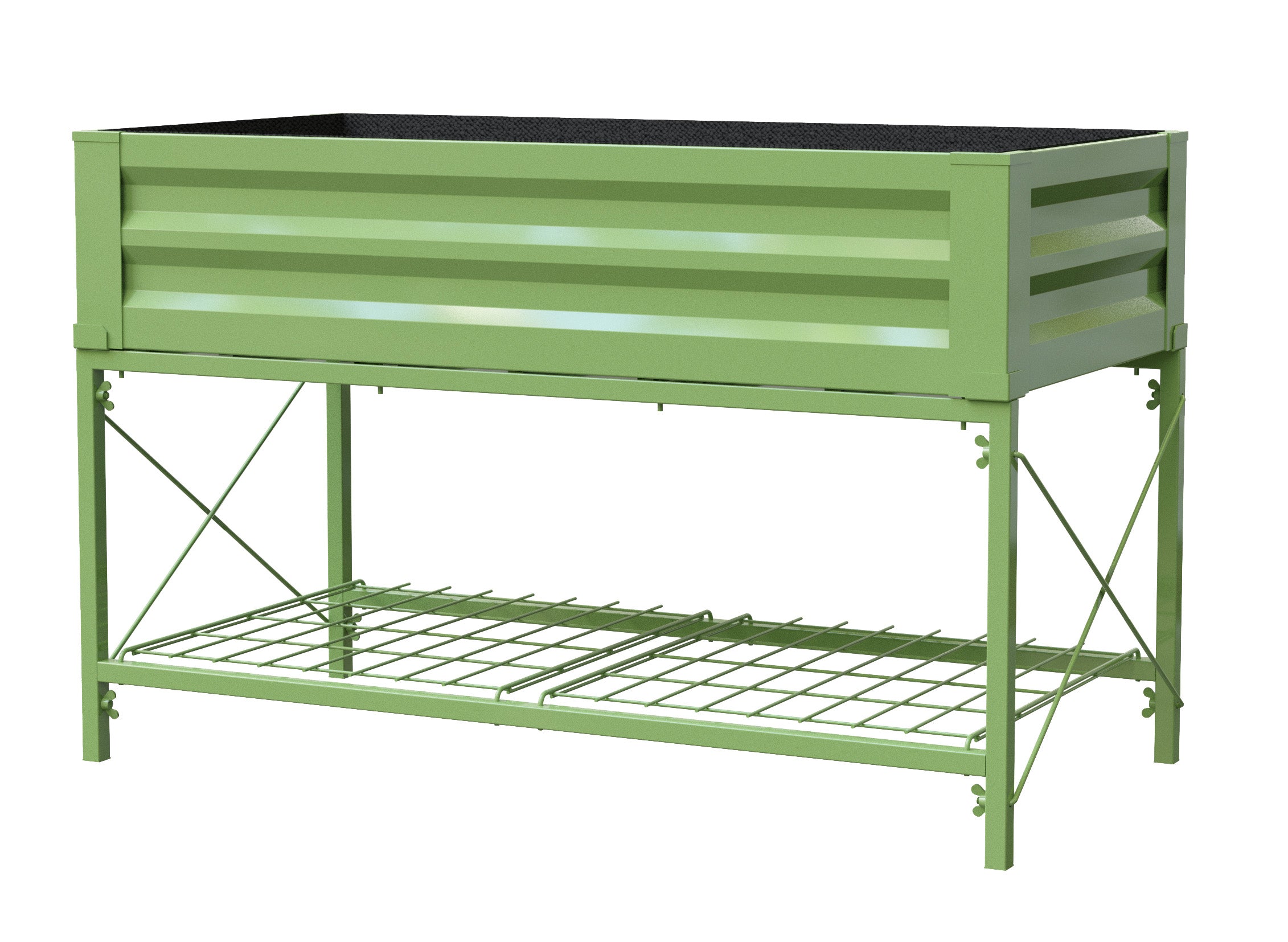 Stand Up No Tools, Metal Raised Garden Planter With Liner, 46'W X 32'H X 24'D, Moss Green, 1/Cs