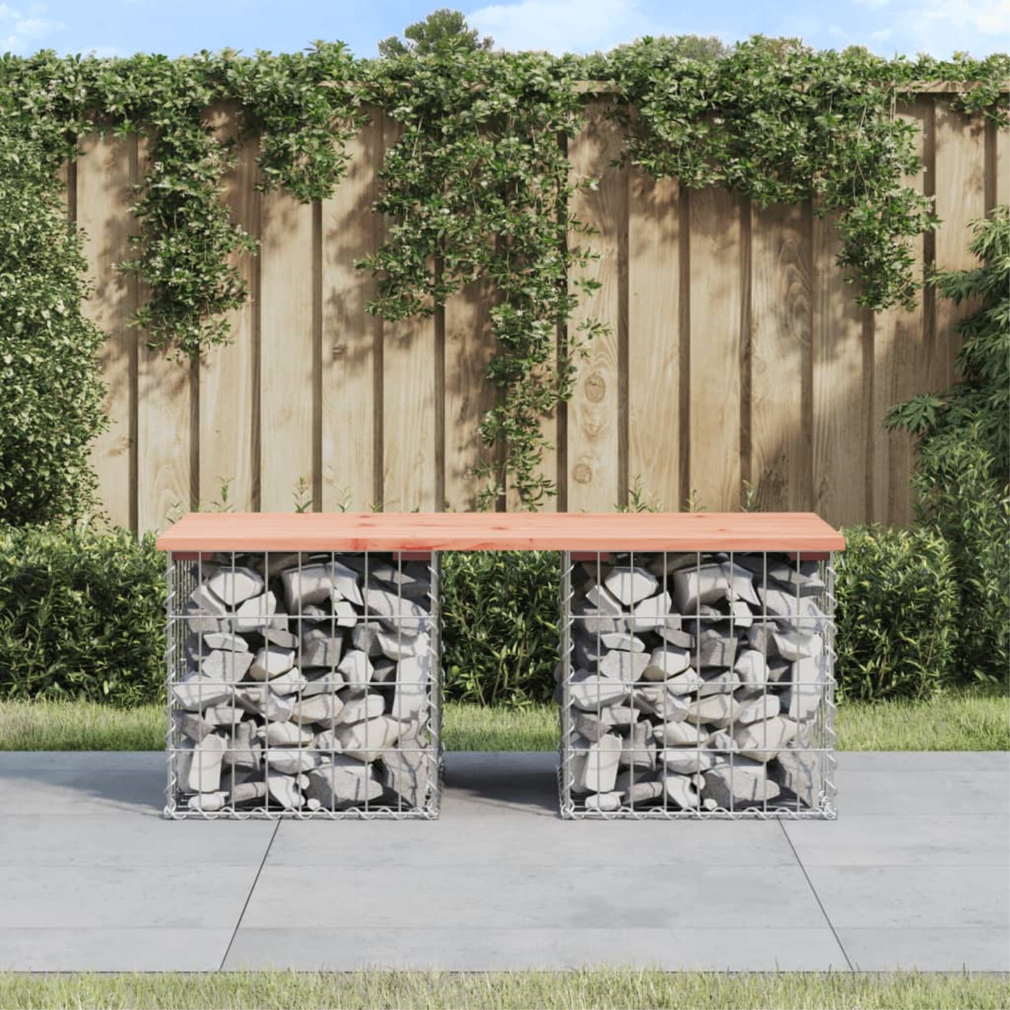 Vidaxl Patio Bench Gabion Design 40.6'X17.3'X16.5' Solid Wood Douglas