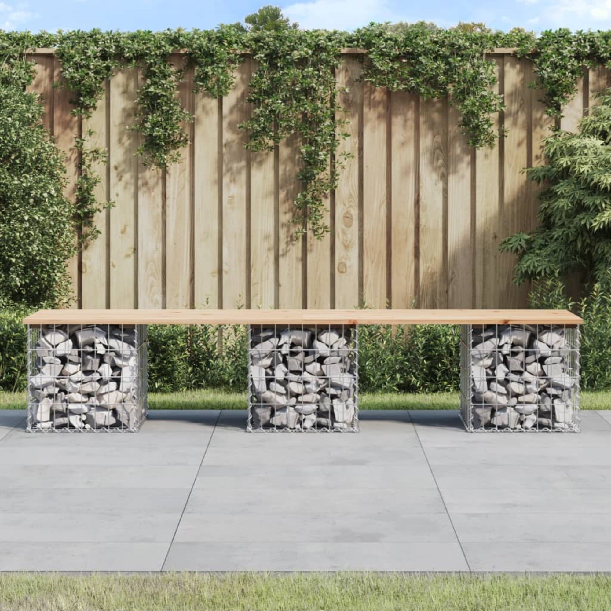 Vidaxl Patio Bench Gabion Design 79.9'X17.3'X16.5' Solid Wood Pine