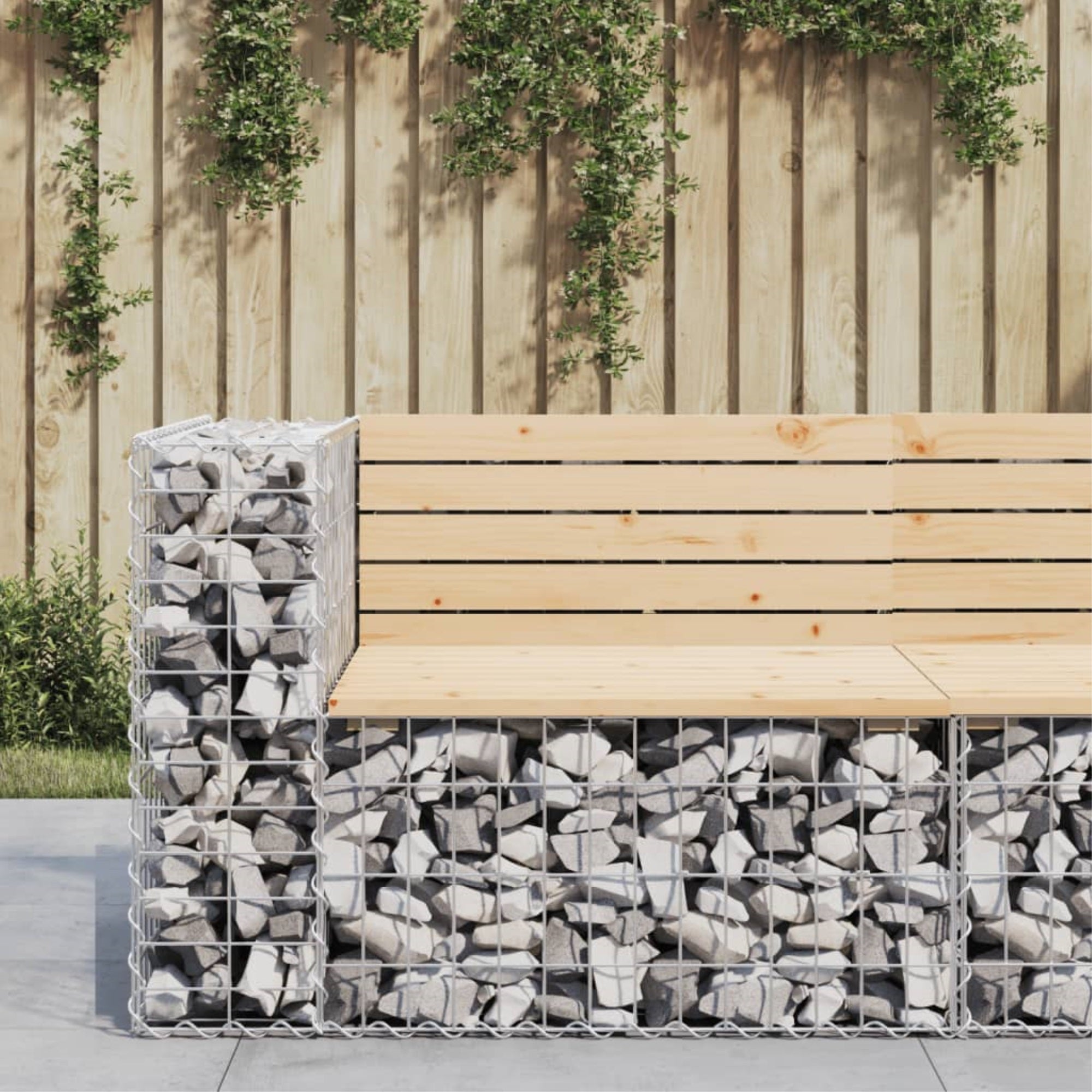 Vidaxl Patio Bench Gabion Design 36.2'X28'X25.8' Solid Wood Pine