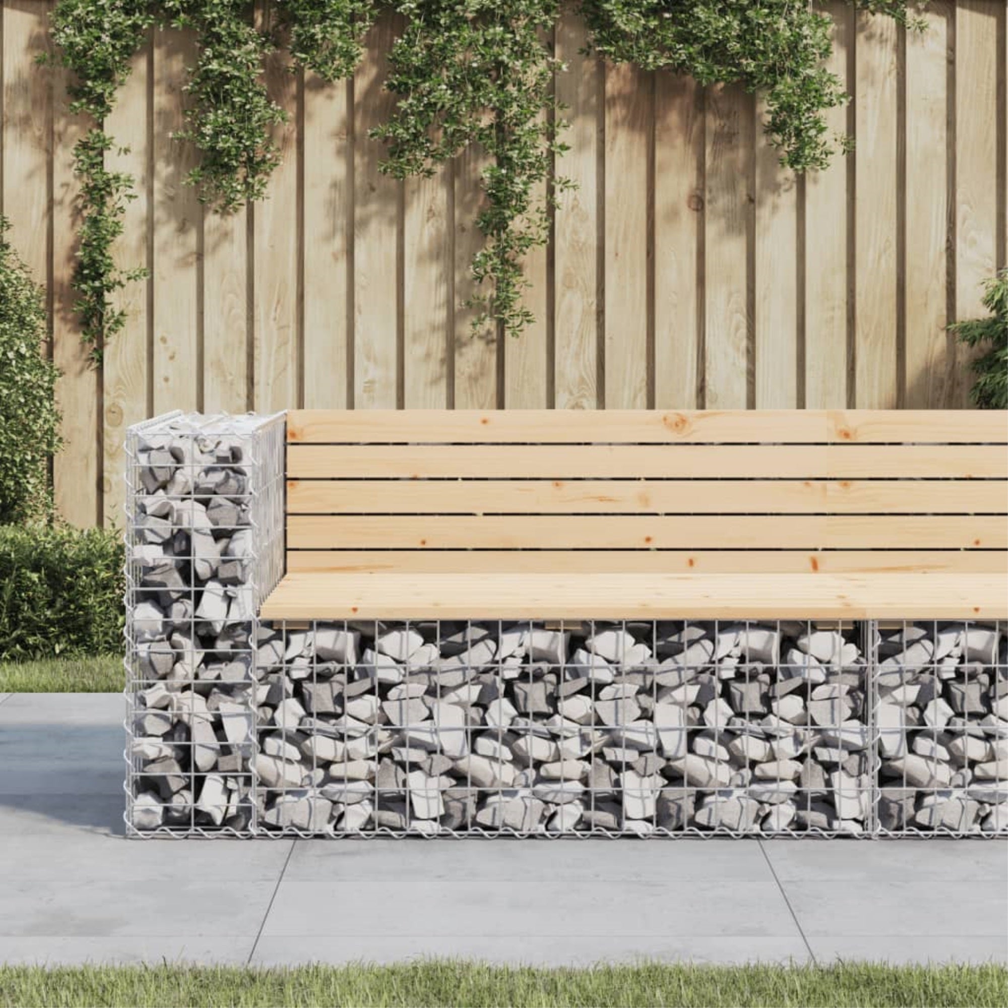 Vidaxl Patio Bench Gabion Design 48'X28'X25.8' Solid Wood Pine