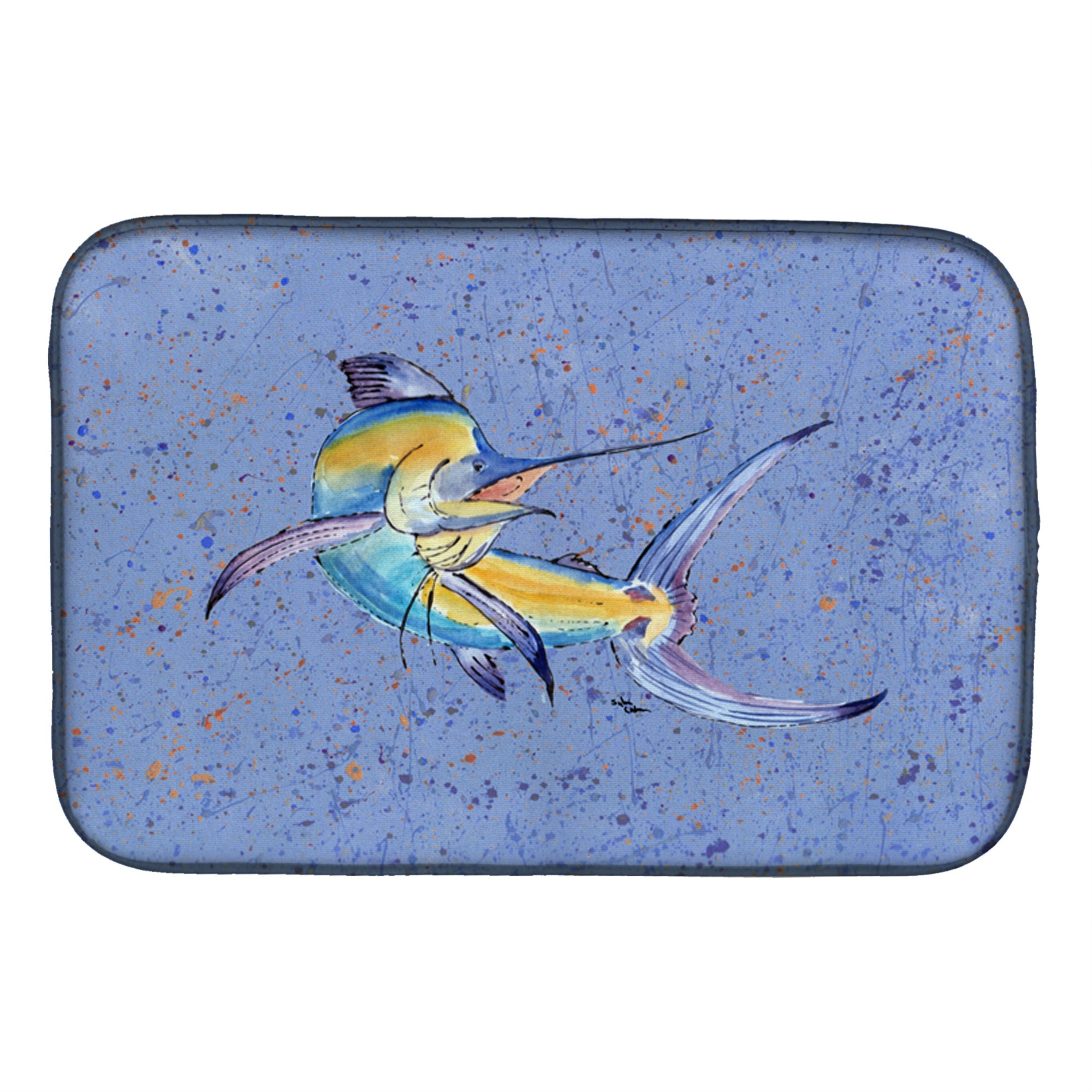 Caroline'S Treasures Blue Marlin Dish Drying Mat, 14 X 21, Multicolor