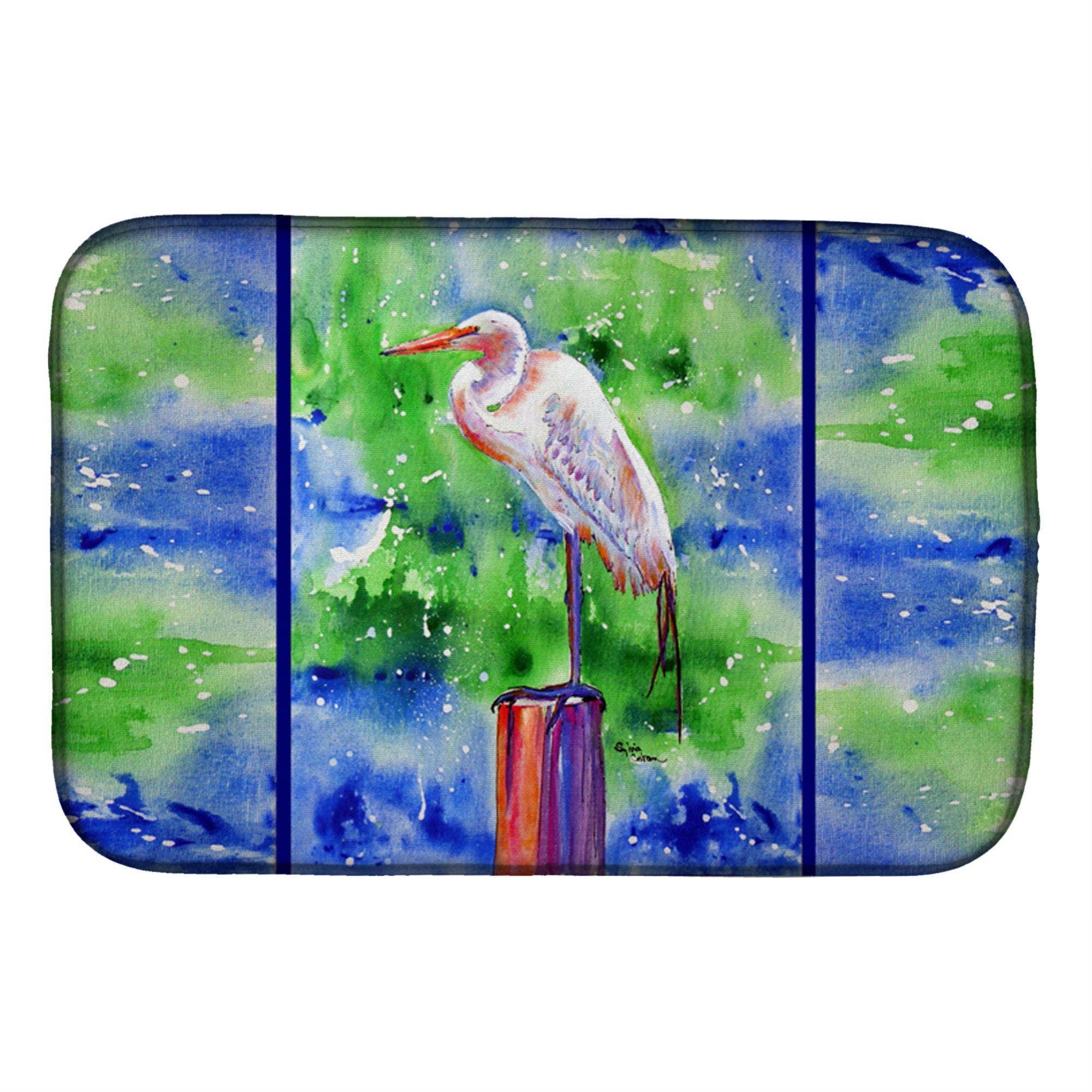 Caroline'S Treasures Egret Dish Drying Mat, 14 X 21, Multicolor