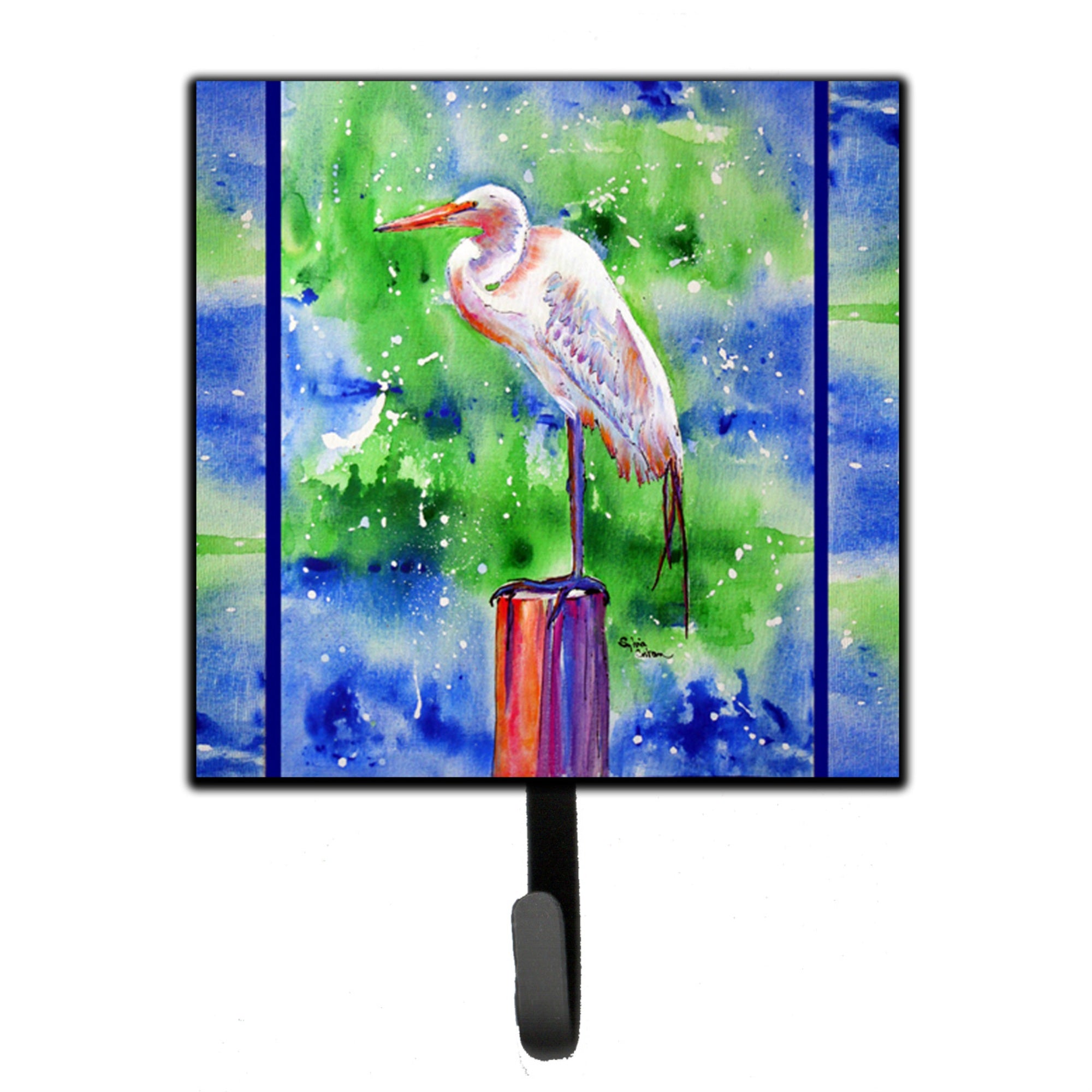 Caroline'S Treasures 8358Sh4 Bird-Egret Leash Holder Or Key Hook, Small, Multicolor