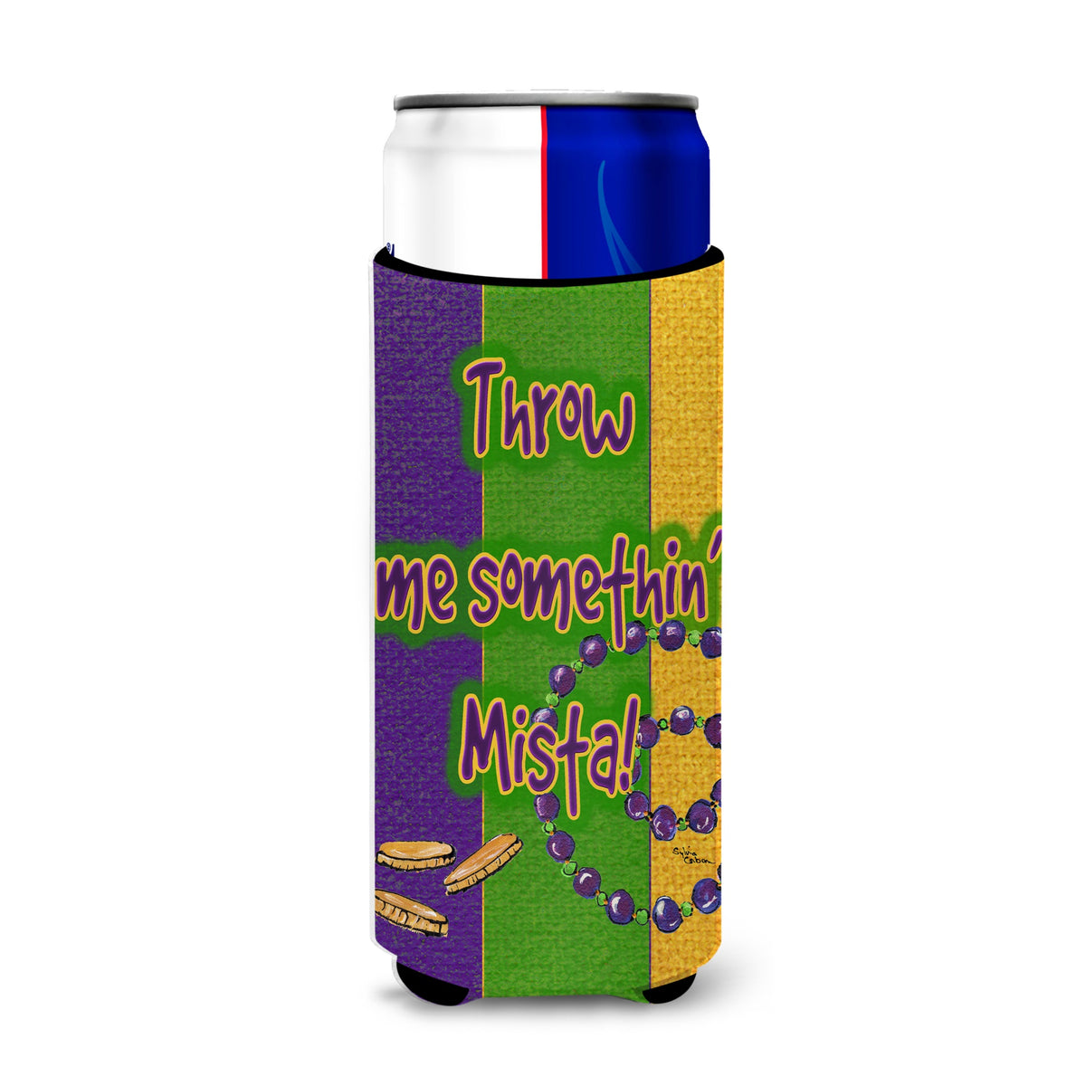 Mardi Gras Throw Me Something Mister Ultra Beverage Insulators For Slim Cans 8375Muk
