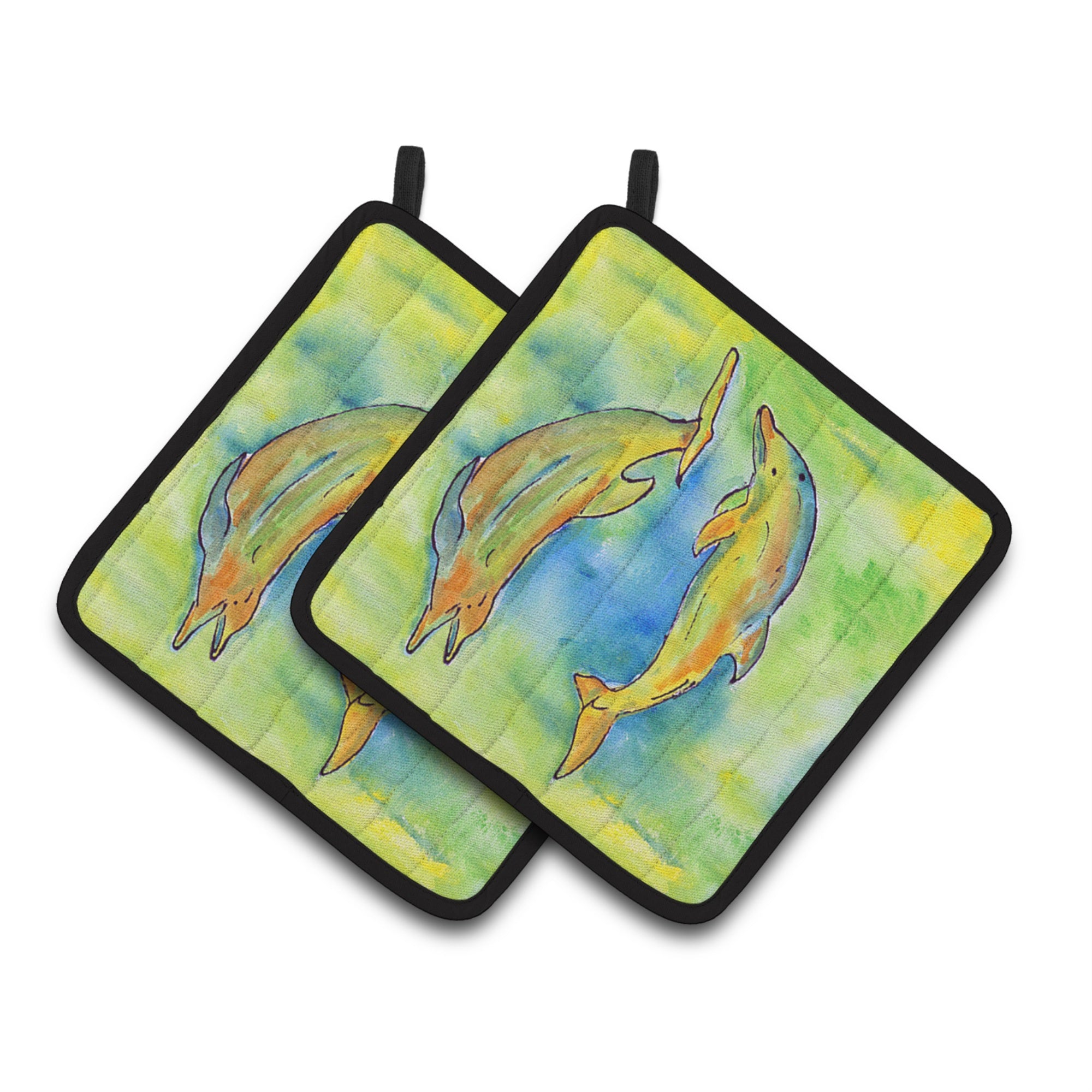 Caroline'S Treasures Dolphin Pair Of Pot Holders 8380Pthd, 7.5Hx7.5W, Multicolor