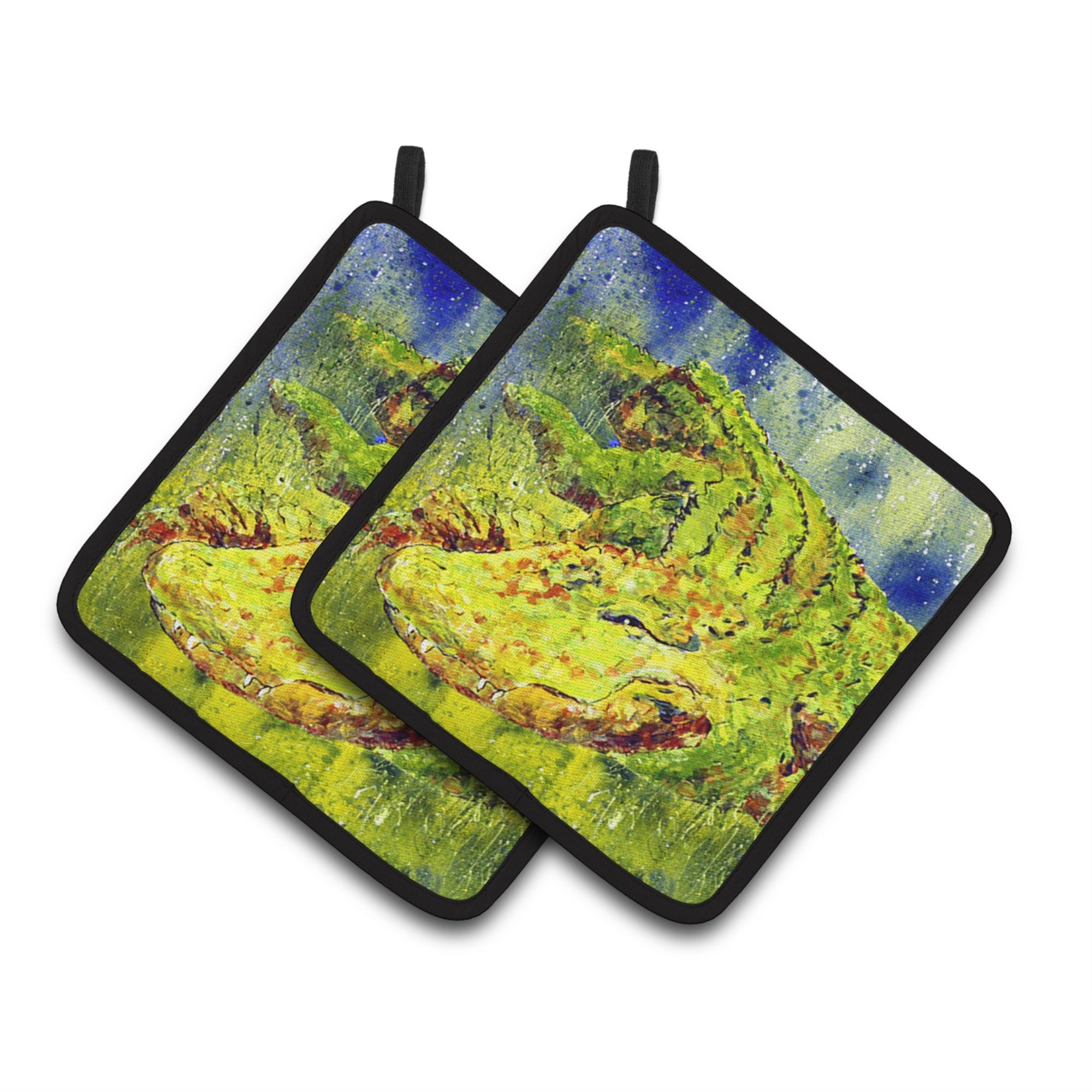 Caroline'S Treasures Alligator Pair Of Pot Holders 8390Pthd, 7.5Hx7.5W, Multicolor