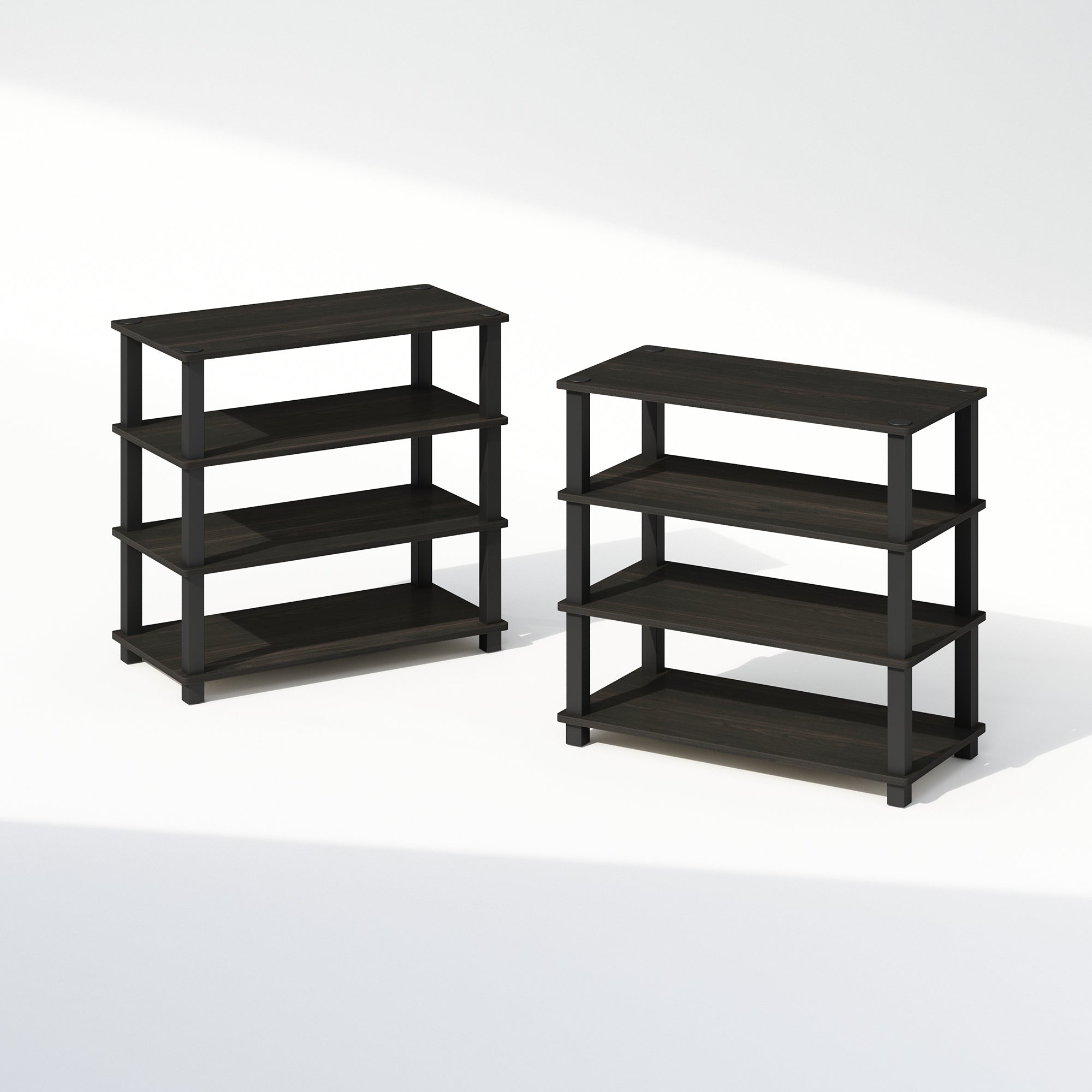 Furinno Turn-S-Tube 4-Tier Multipurpose Standing Shelves, Espresso/Black, Set of 2