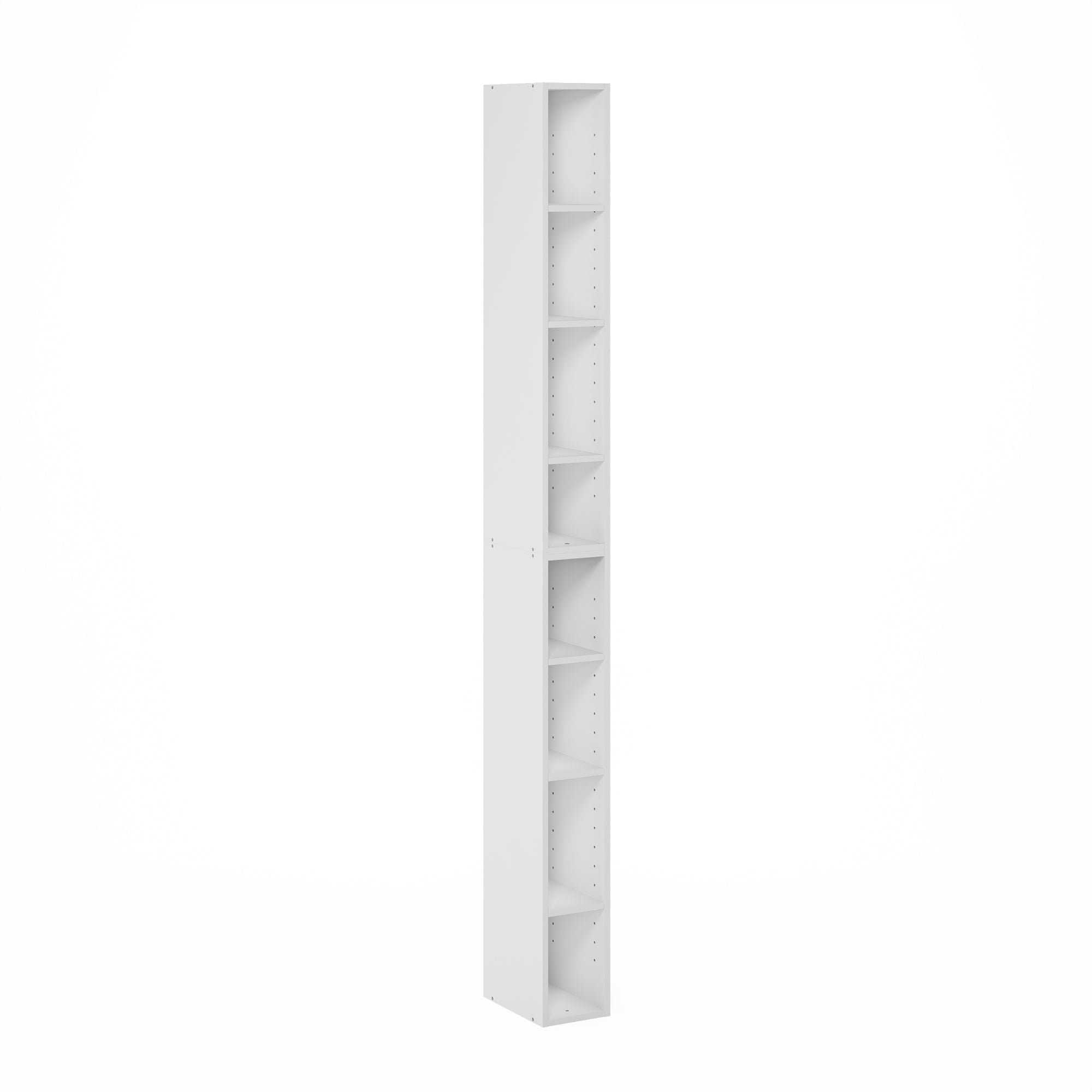 Furinno Fulda 8-Tier Space Saving Storage Shelf Bookcase, 6-Inch Width, White
