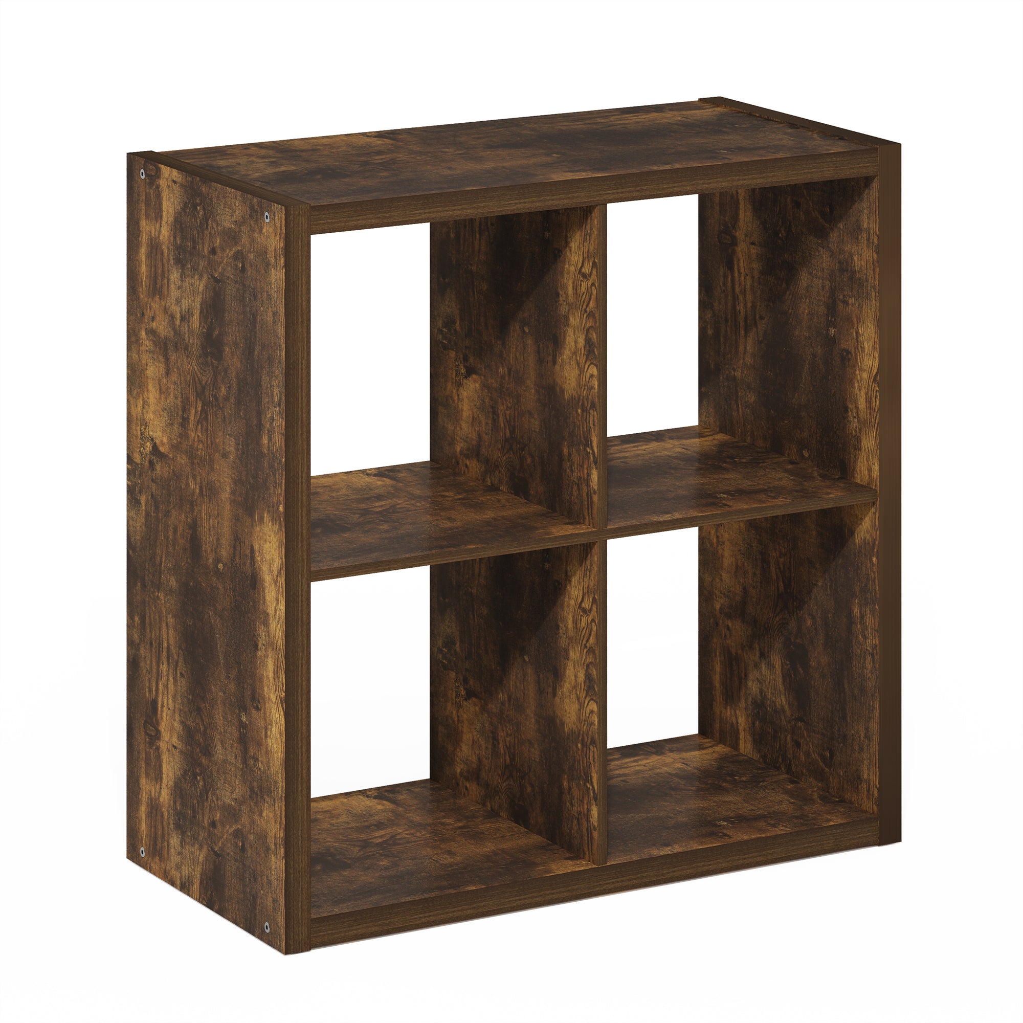 Furinno Cubicle Open Back Decorative Cube Storage Organizer, 4-Cube, Amber Pine