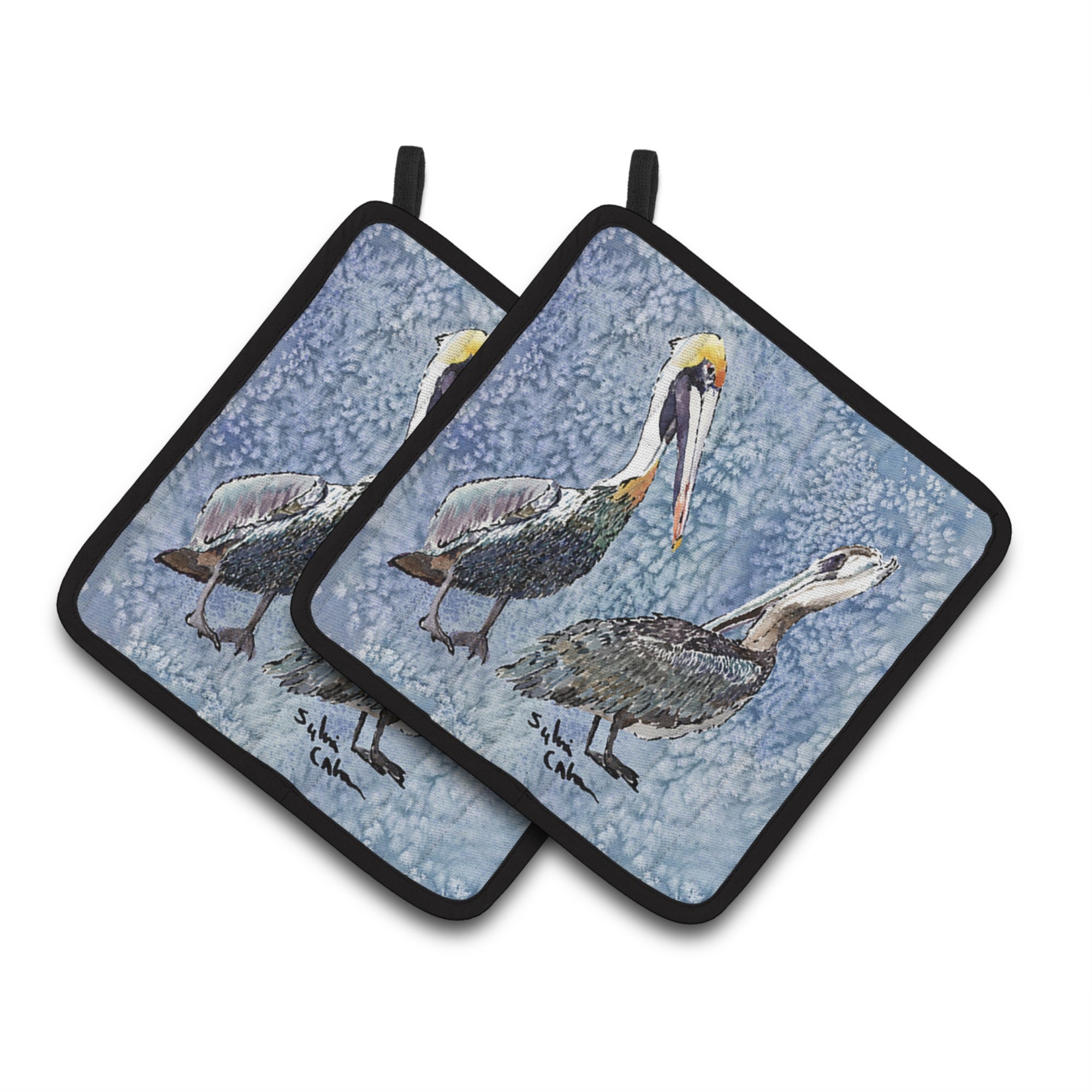 Caroline'S Treasures Pelican Pair Of Pot Holders 8409Pthd, 7.5Hx7.5W, Multicolor