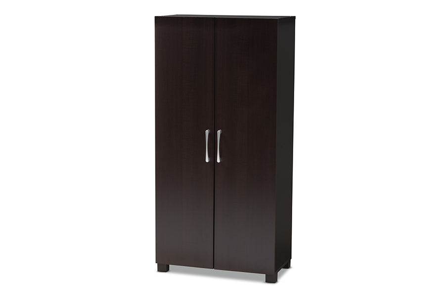 Baxton Studio Marine Modern and Contemporary Wenge Dark Brown Finished 2-Door Wood Entryway Shoe Storage Cabinet