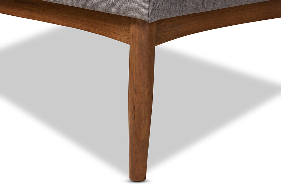 Baxton Studio Arvid Mid-Century Modern Gray Fabric Upholstered 3-Piece Wood Dining Nook Set