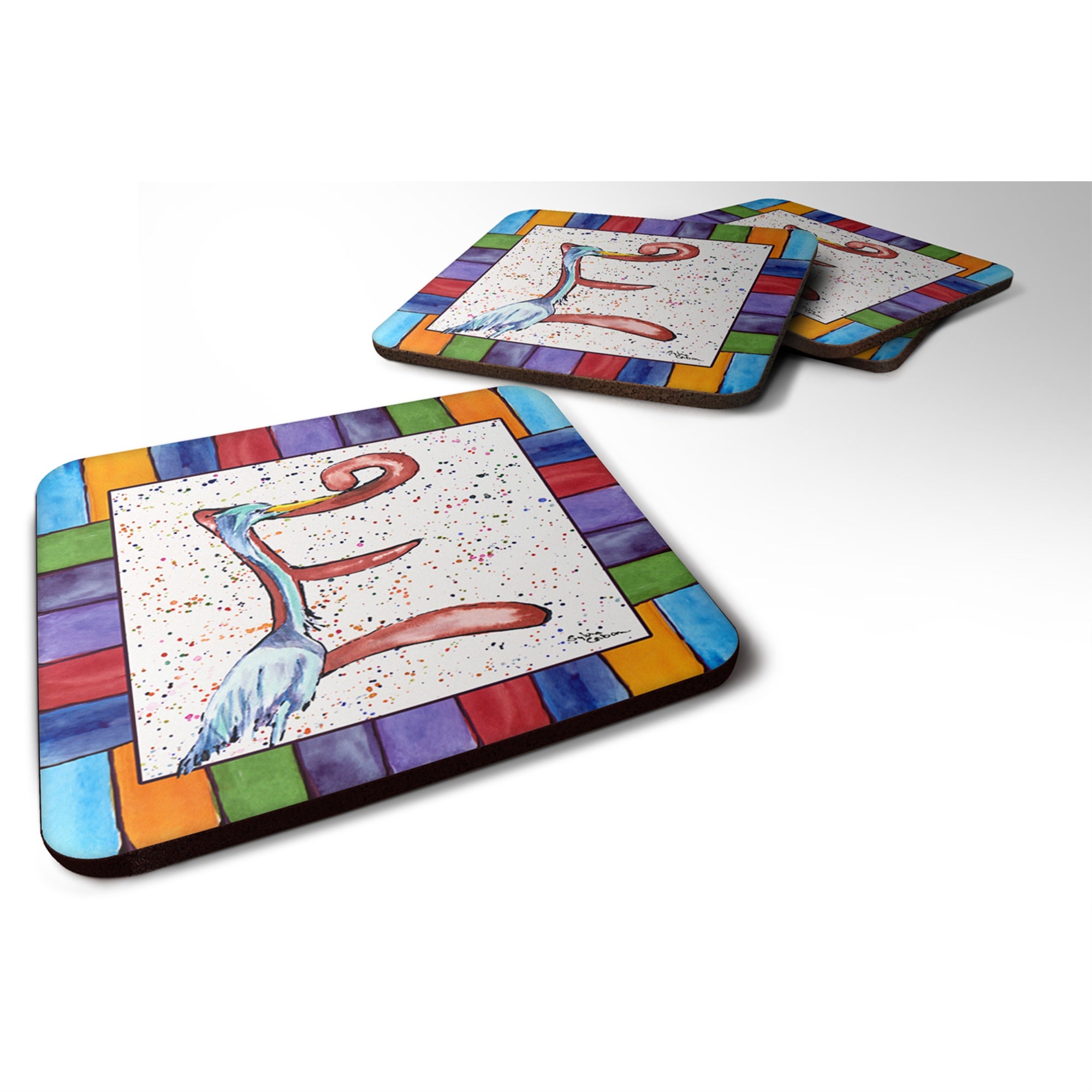 Caroline'S Treasures 8428-Efc Beach And Seafood Foam Coasters (Set Of 4), 3.5 H X 3.5 W, Multicolor