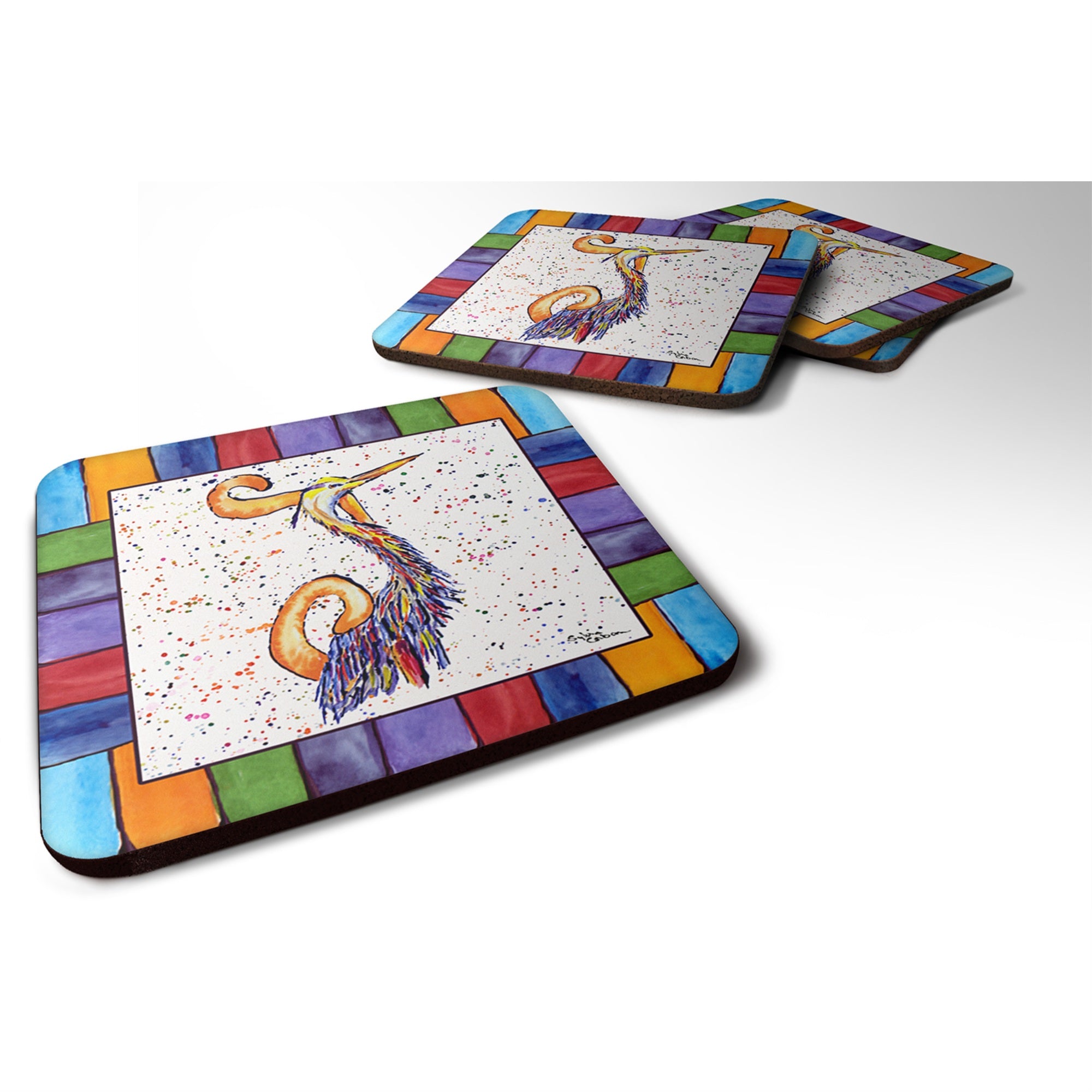Caroline'S Treasures 8433-Jfc Beach And Seafood Foam Coasters (Set Of 4), 3.5 H X 3.5 W, Multicolor