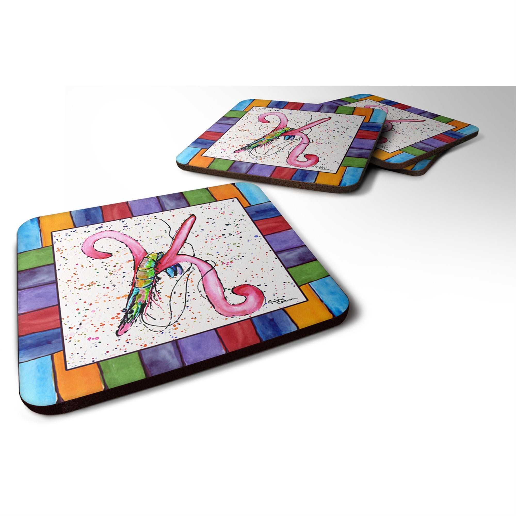 Caroline'S Treasures 8434-Kfc Beach And Seafood Foam Coasters (Set Of 4), 3.5 H X 3.5 W, Multicolor