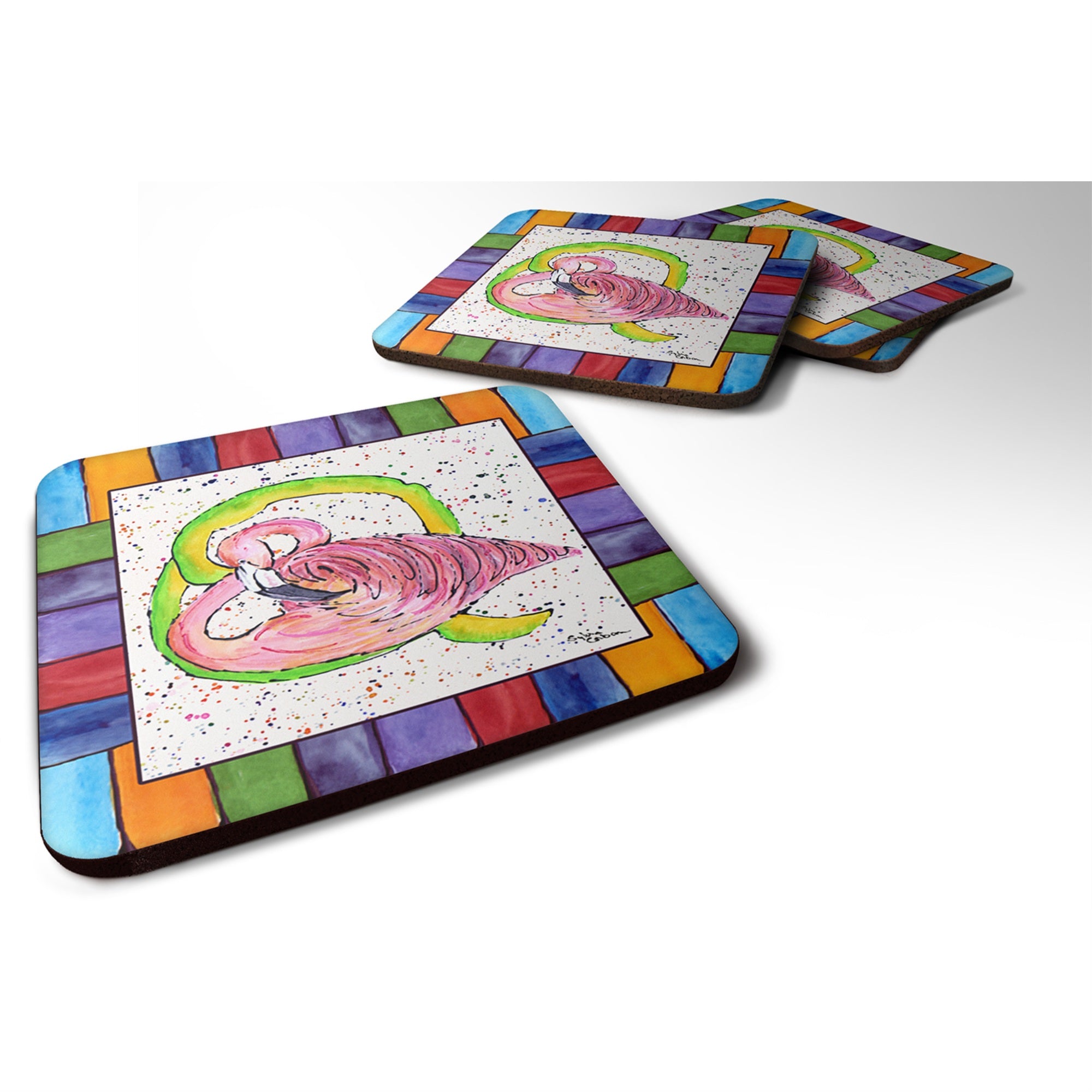 Caroline'S Treasures 8440-Qfc Beach And Seafood Foam Coasters (Set Of 4), 3.5 H X 3.5 W, Multicolor