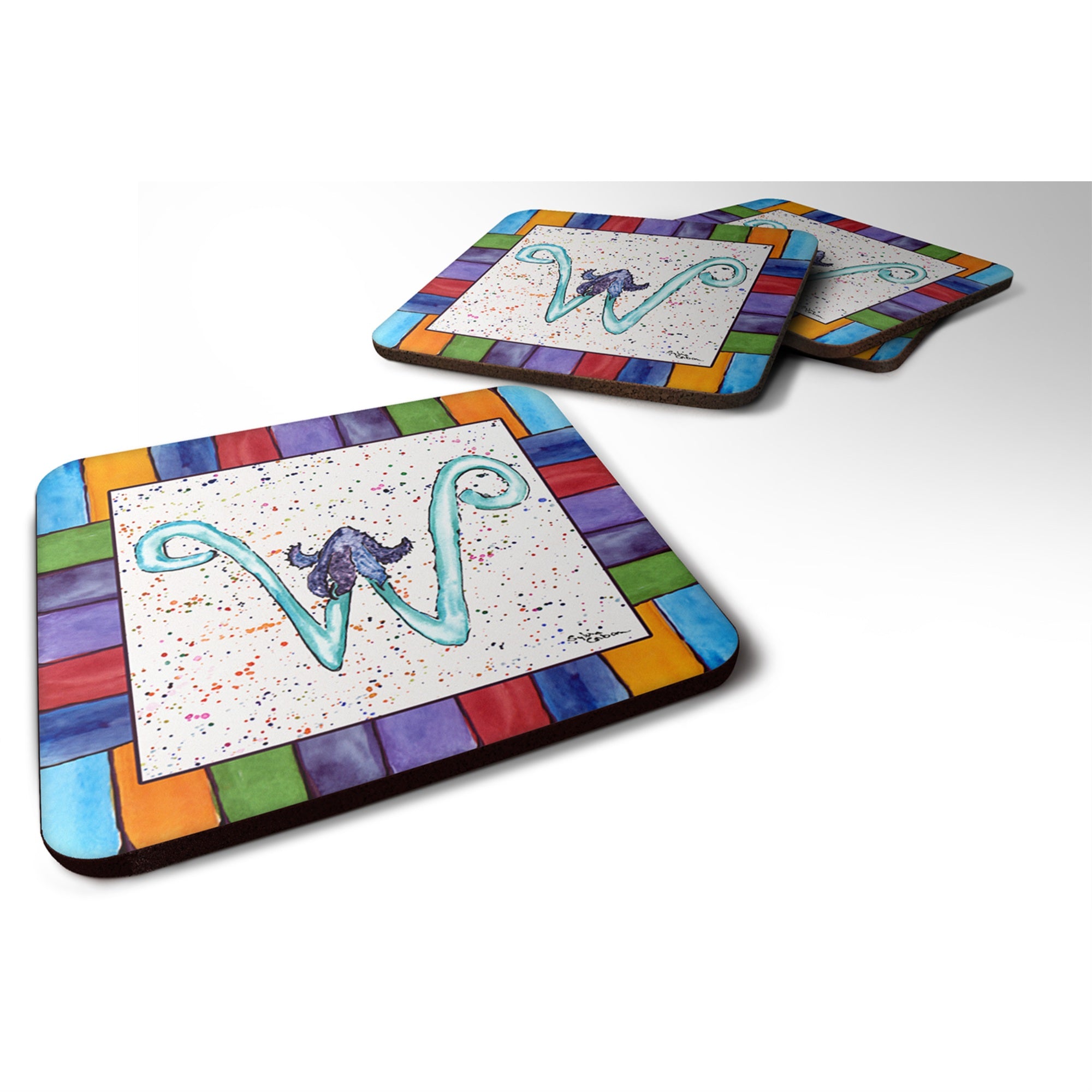 Caroline'S Treasures 8446-Wfc Beach And Seafood Foam Coasters (Set Of 4), 3.5 H X 3.5 W, Multicolor